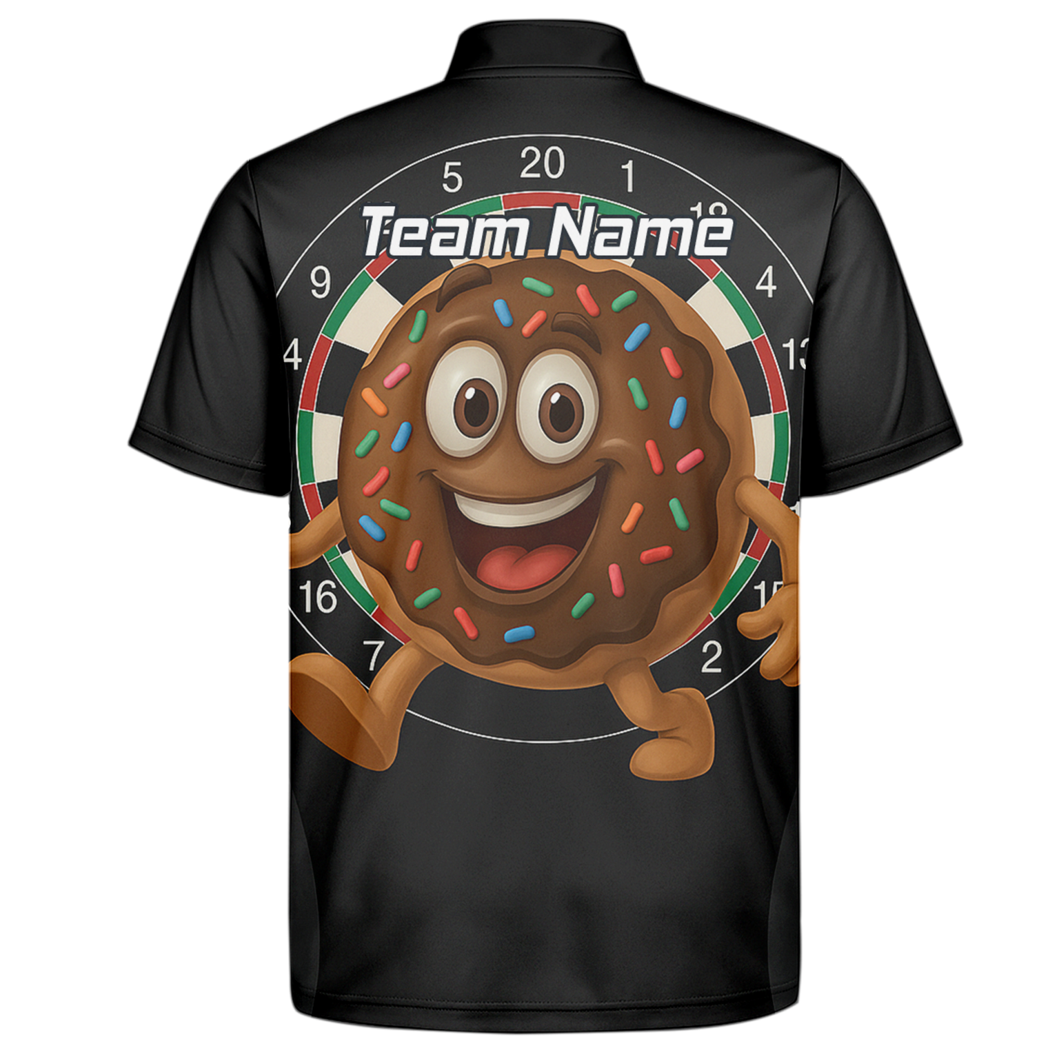Personalised Funny Chocolate Donut Sprinkles Darts Polo Shirt Black For Men R0697 additional image 7