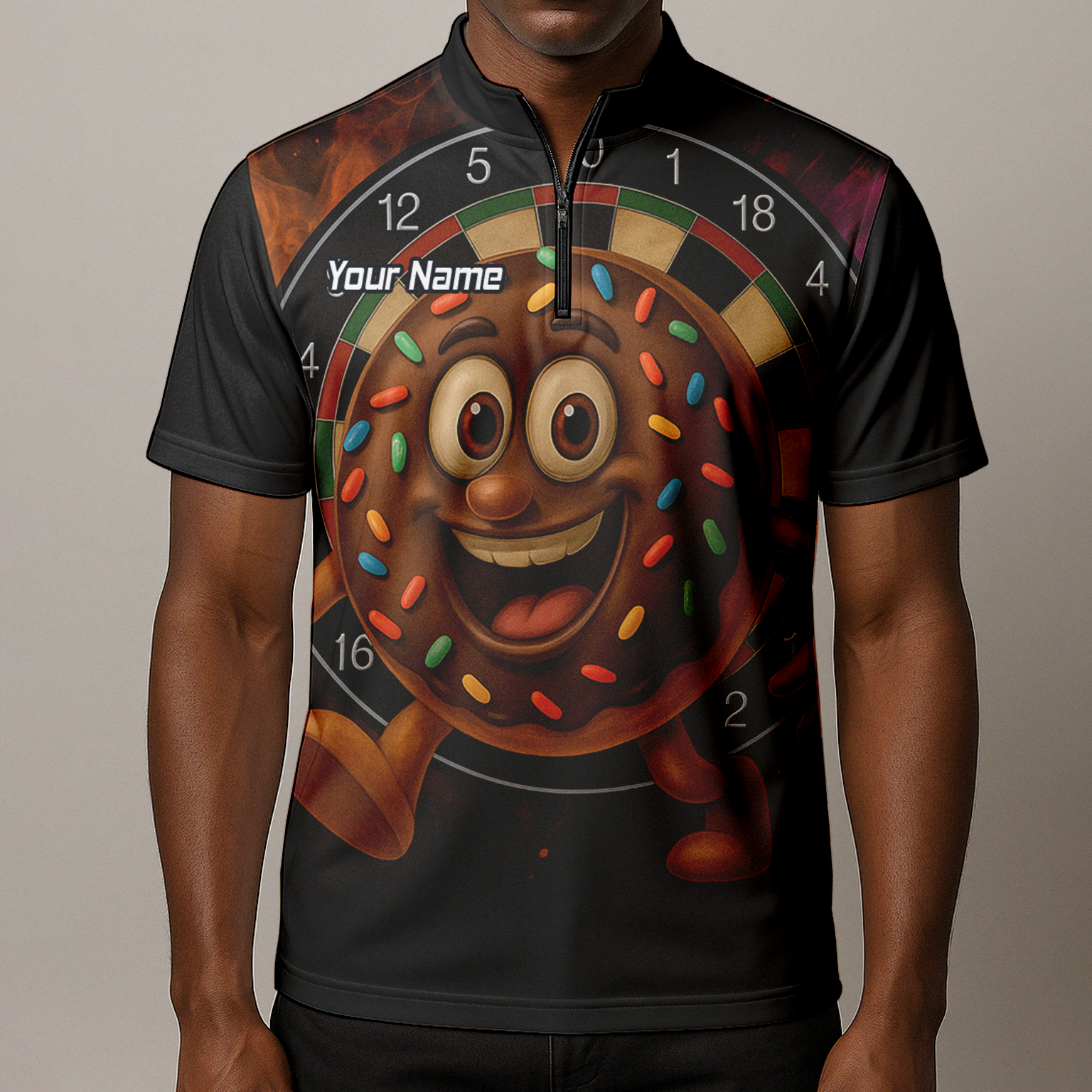 Personalised Funny Chocolate Donut Sprinkles Darts Polo Shirt Black For Men R0697 additional image 8