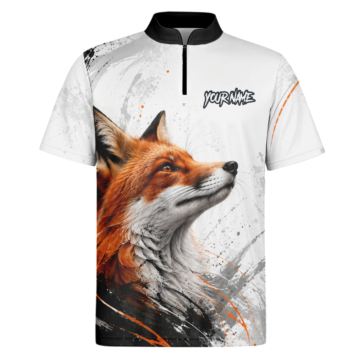 Personalised White Black Orange Fox Darts Shirt For Men D228