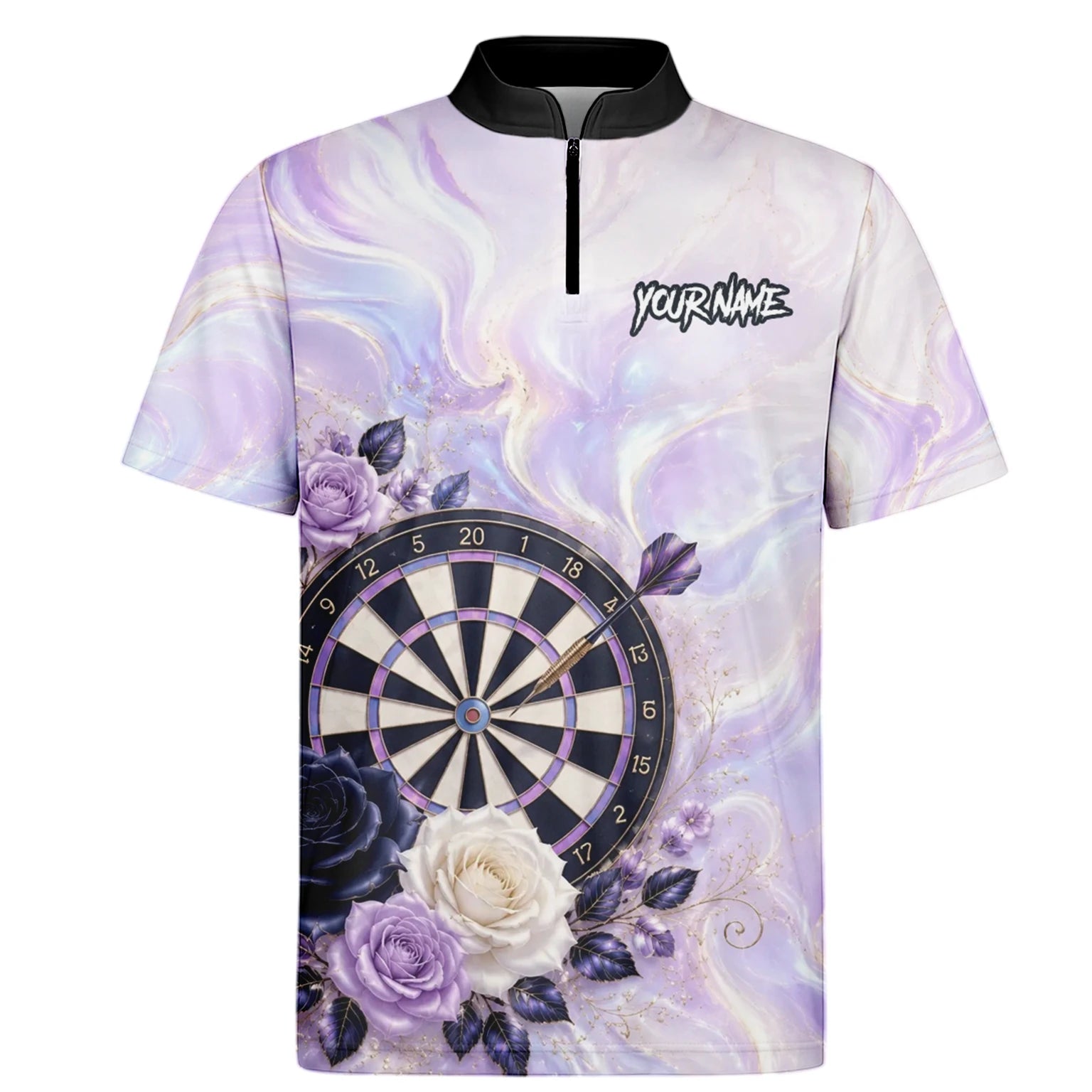 Personalised Purple Marble Rose Darts Polo Shirt For Men S206