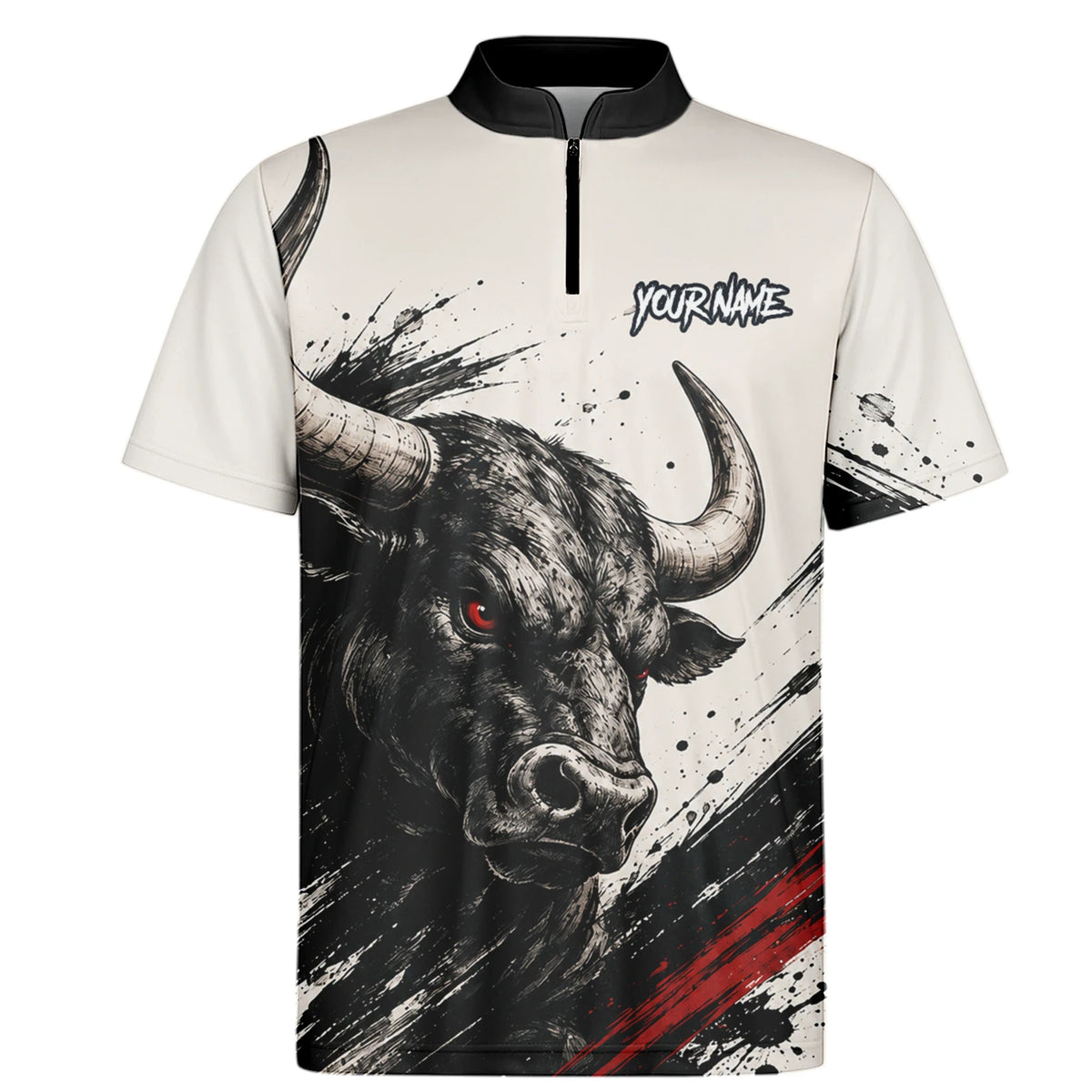 Personalised White Black Red Bull Darts Shirt For Men H473