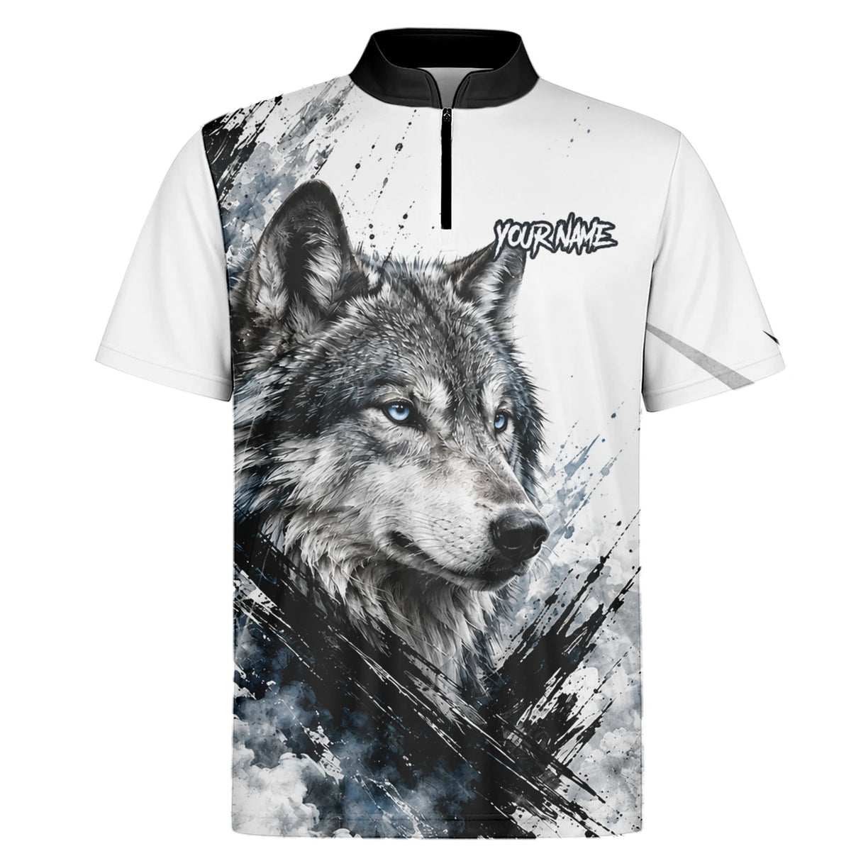 Personalised White Black Blue Wolf Darts Shirt For Men P634
