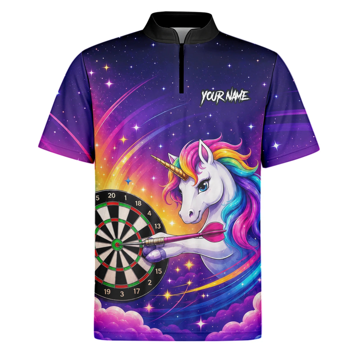 Personalised Purple Rainbow Unicorn Darts Shirt For Men P431