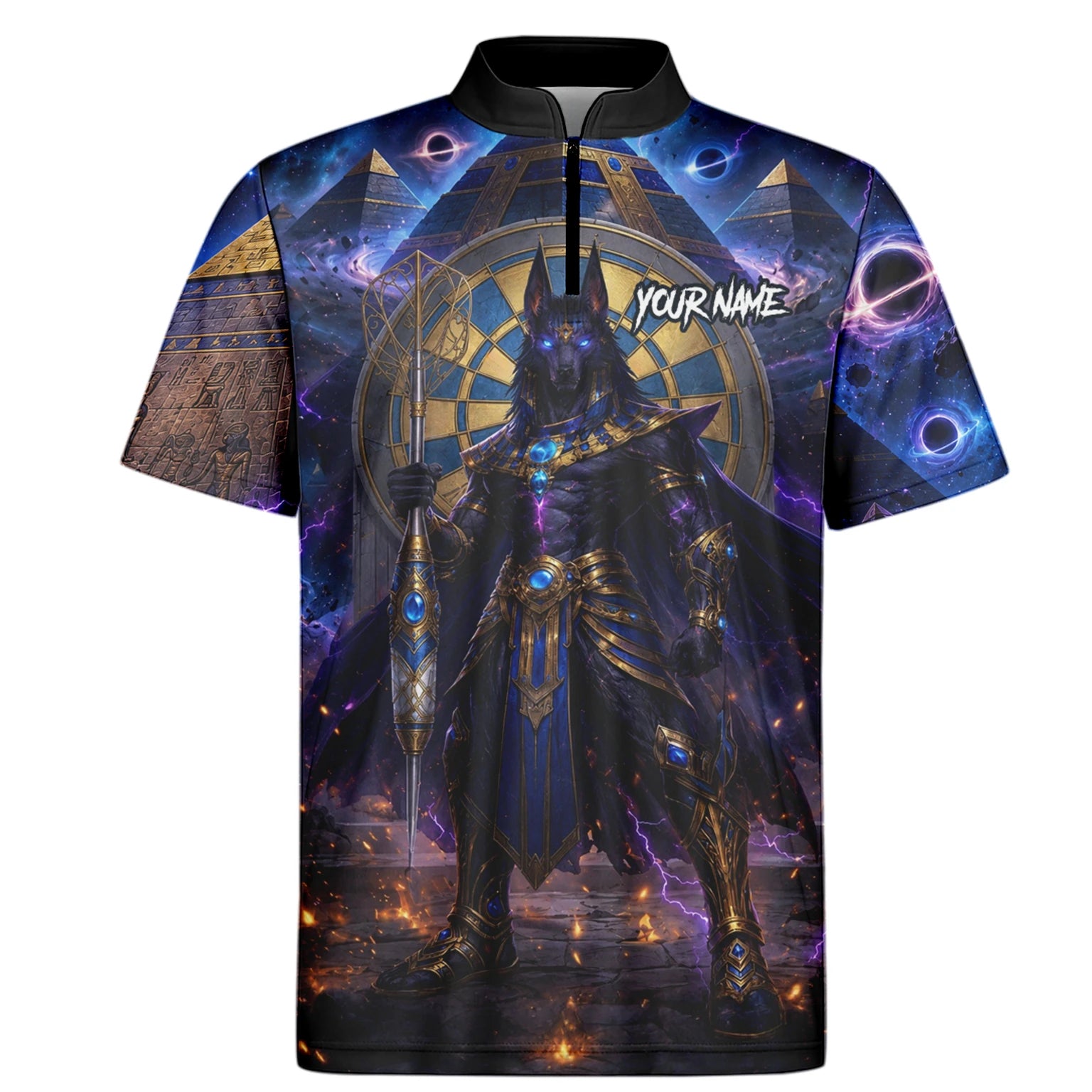 Personalised Blue Gold & Black Anubis Darts Shirt For Men N118