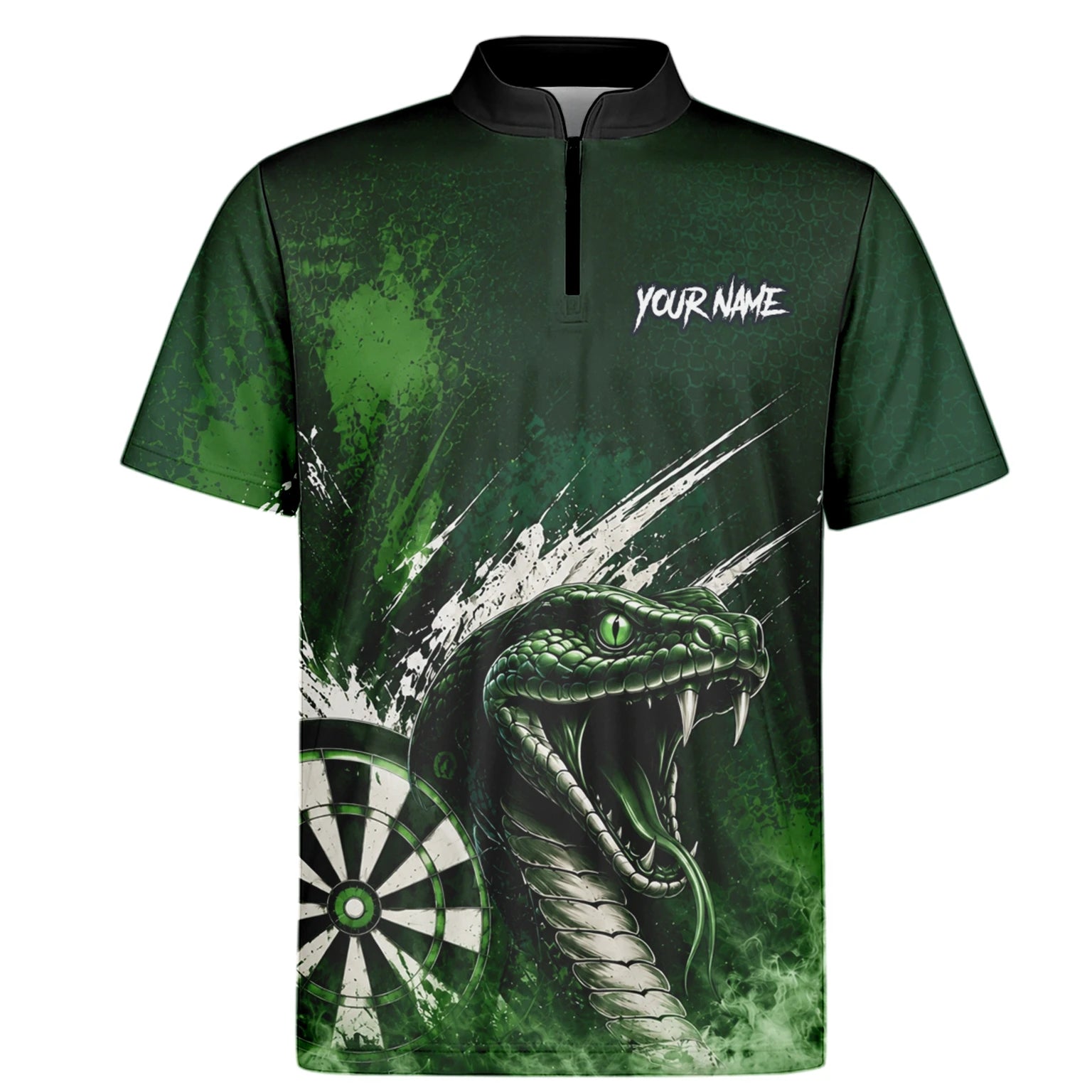 Personalised Green & Black Cobra Dartboard Darts Shirt For Men M244