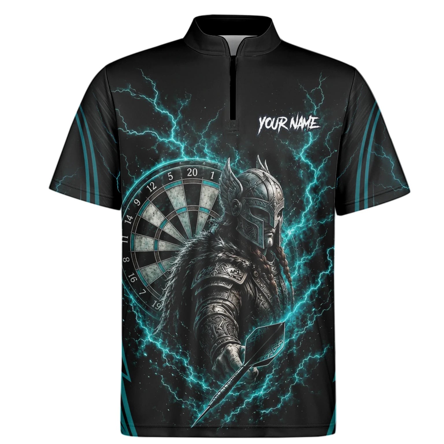 Personalised Teal Lightning Viking Darts Polo Shirt For Men O328