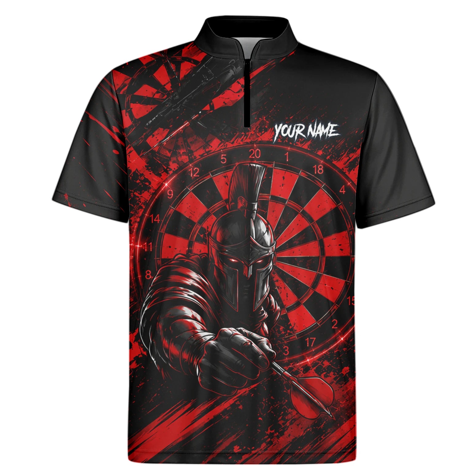 Personalised Red & Black Spartan Darts Polo Shirt For Men W276