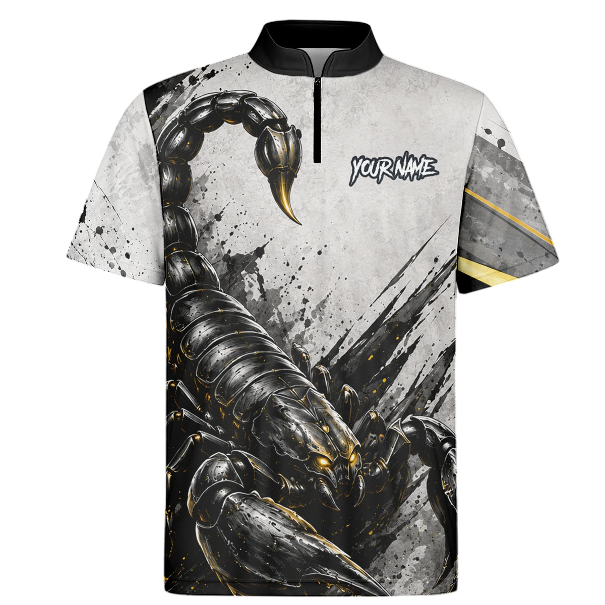 Personalised White Black Gold Scorpion Darts Shirt For Men S226