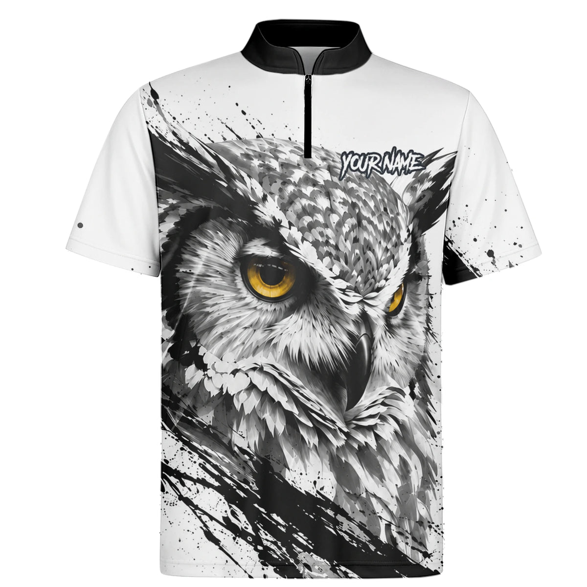 Personalised White Black Yellow Owl Darts Shirt For Men P128