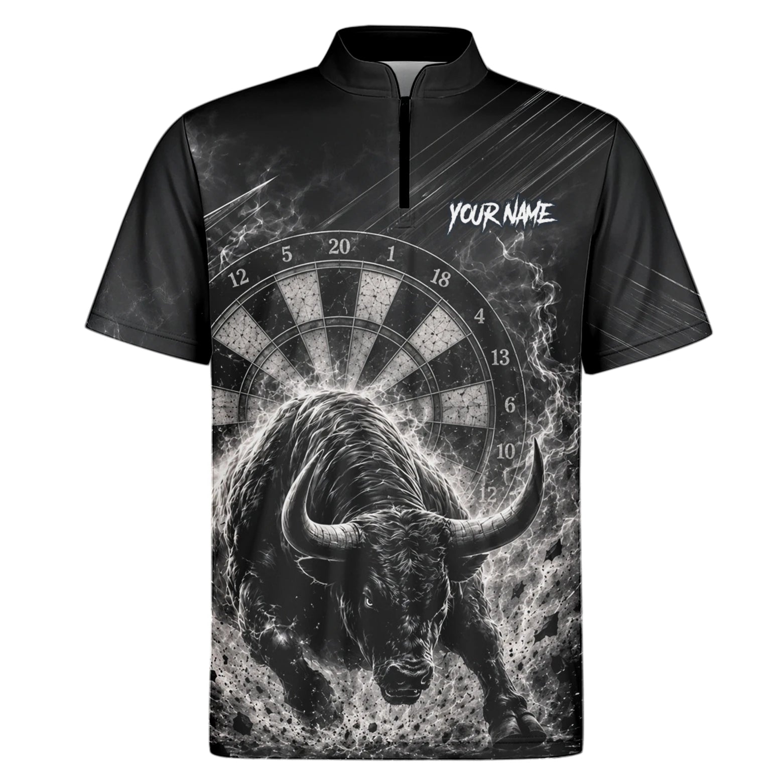 Personalised Black & White Bull Head Darts Shirt For Men V420