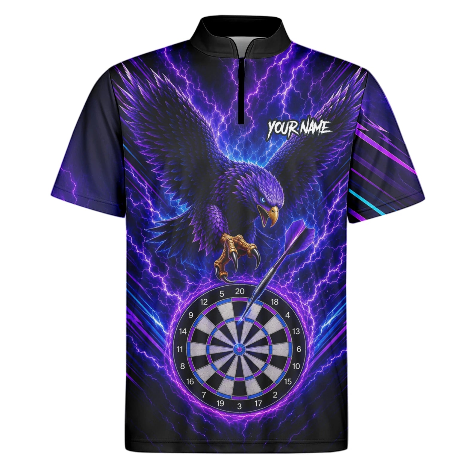 Personalised Purple Lightning Eagle Darts Polo Shirt For Men U478
