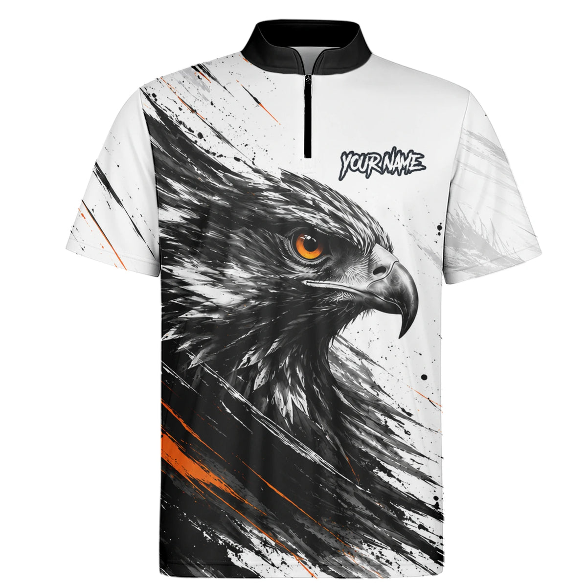 Personalised White Black Orange Eagle Darts Shirt For Men V695