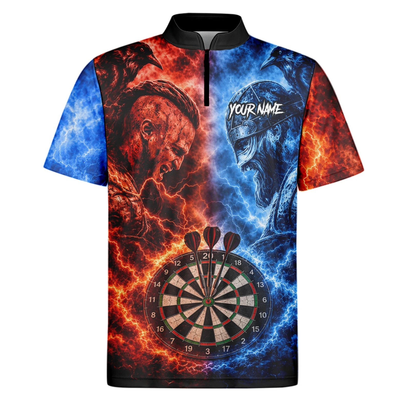 Personalised Red & Blue Viking Darts Shirt For Men I920