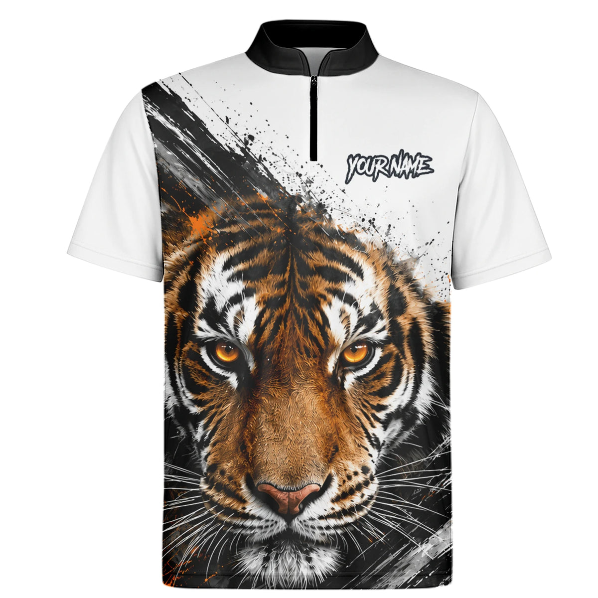 Personalised White Black Orange Tiger Darts Shirt For Men N832