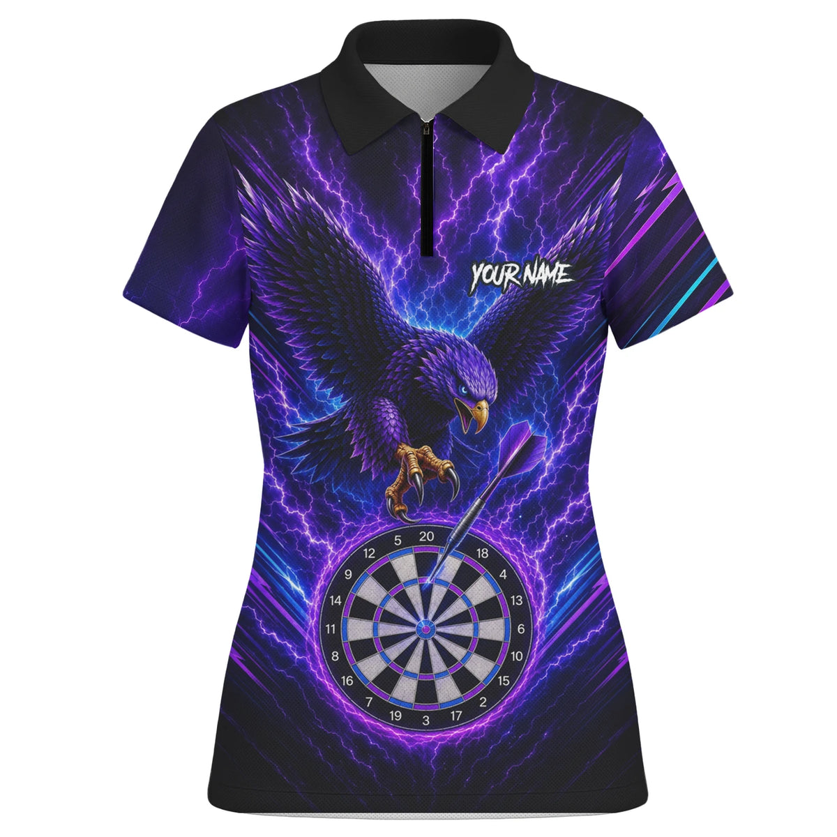 Personalised Purple Lightning Eagle Darts Polo Shirt For Women U478