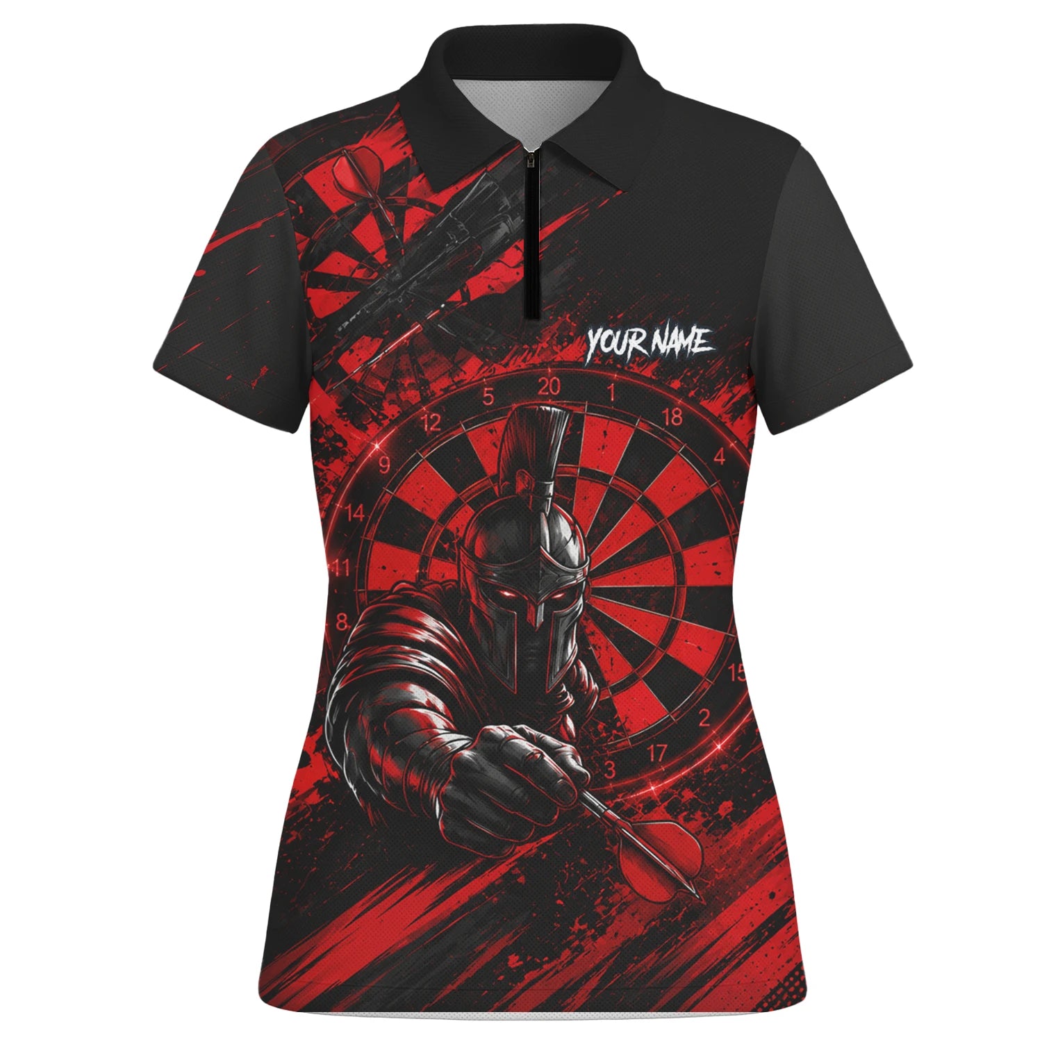 Personalised Red & Black Spartan Darts Polo Shirt For Women W276