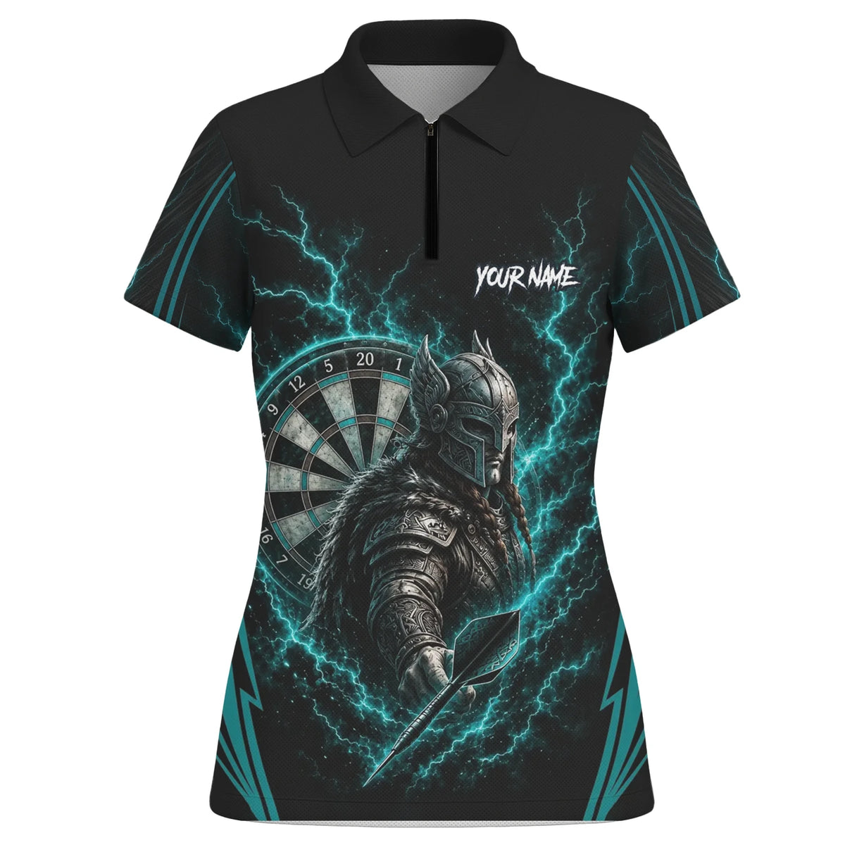 Personalised Teal Lightning Viking Darts Polo Shirt For Women O328