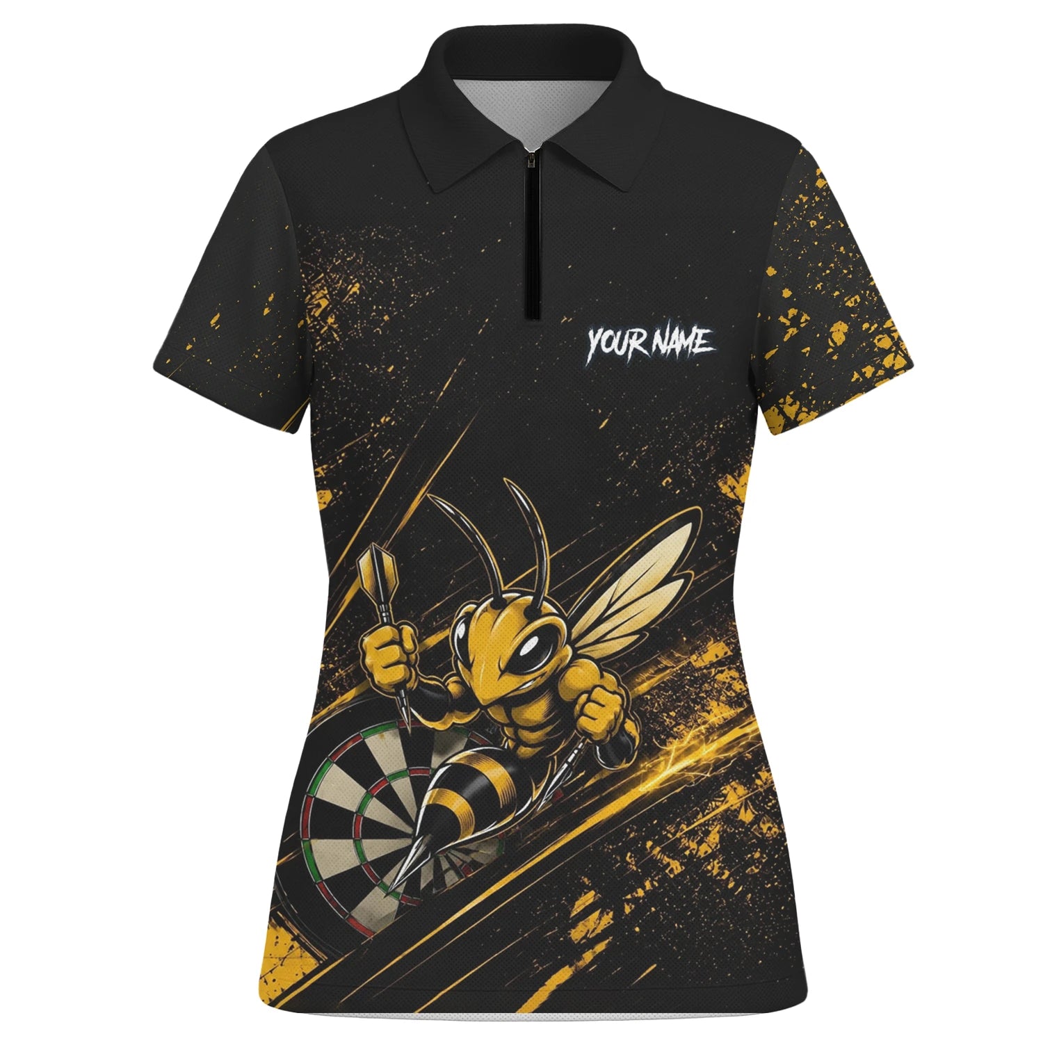 Personalised Black & Gold Bee Dartboard Darts Shirt For Women L410