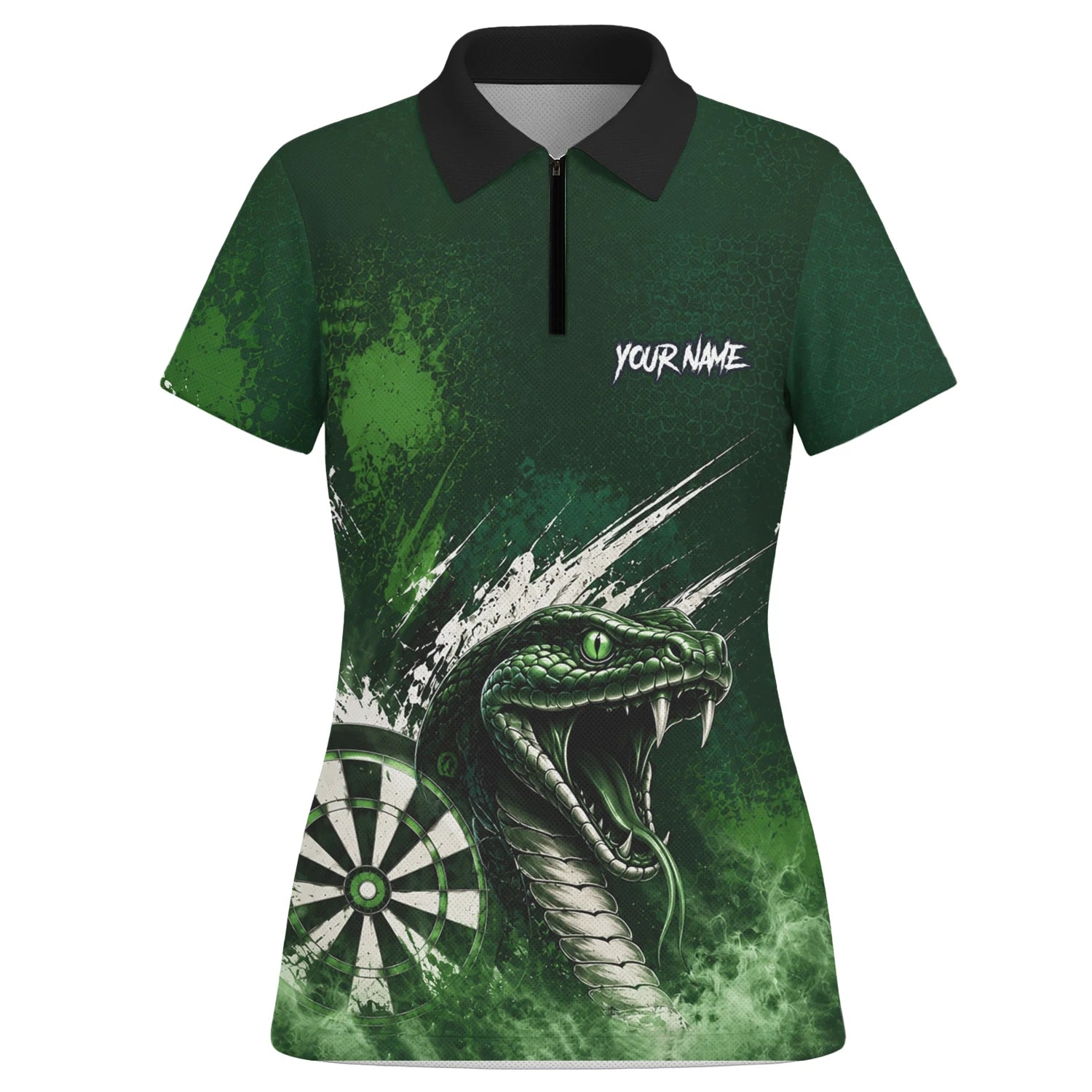 Personalised Green & Black Cobra Dartboard Darts Shirt For Women M244