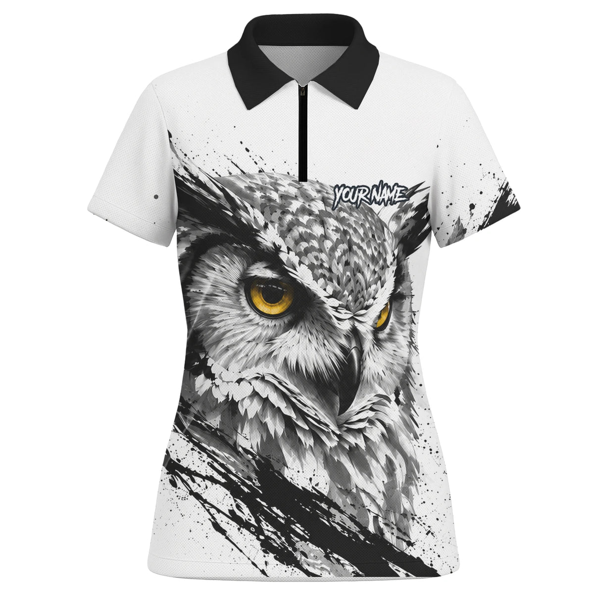Personalised White Black Yellow Owl Darts Shirt For Women P128