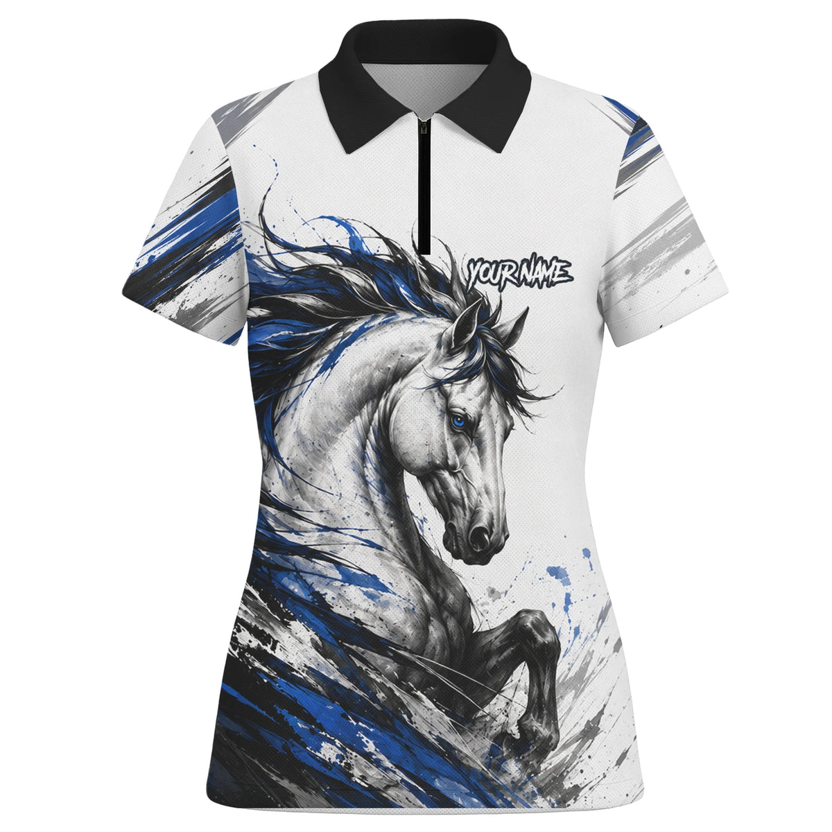 Personalised White Black Blue Rearing Horse Darts Shirt For Women O686