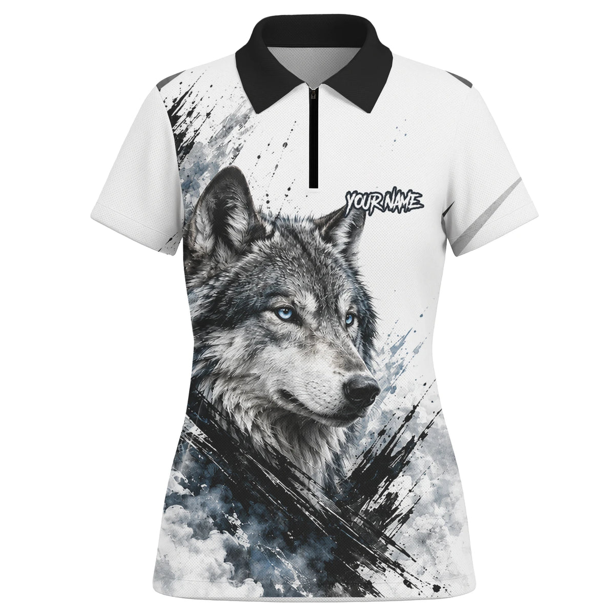Personalised White Black Blue Wolf Darts Shirt For Women P634