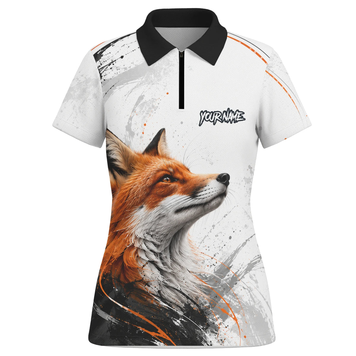 Personalised White Black Orange Fox Darts Shirt For Women D228