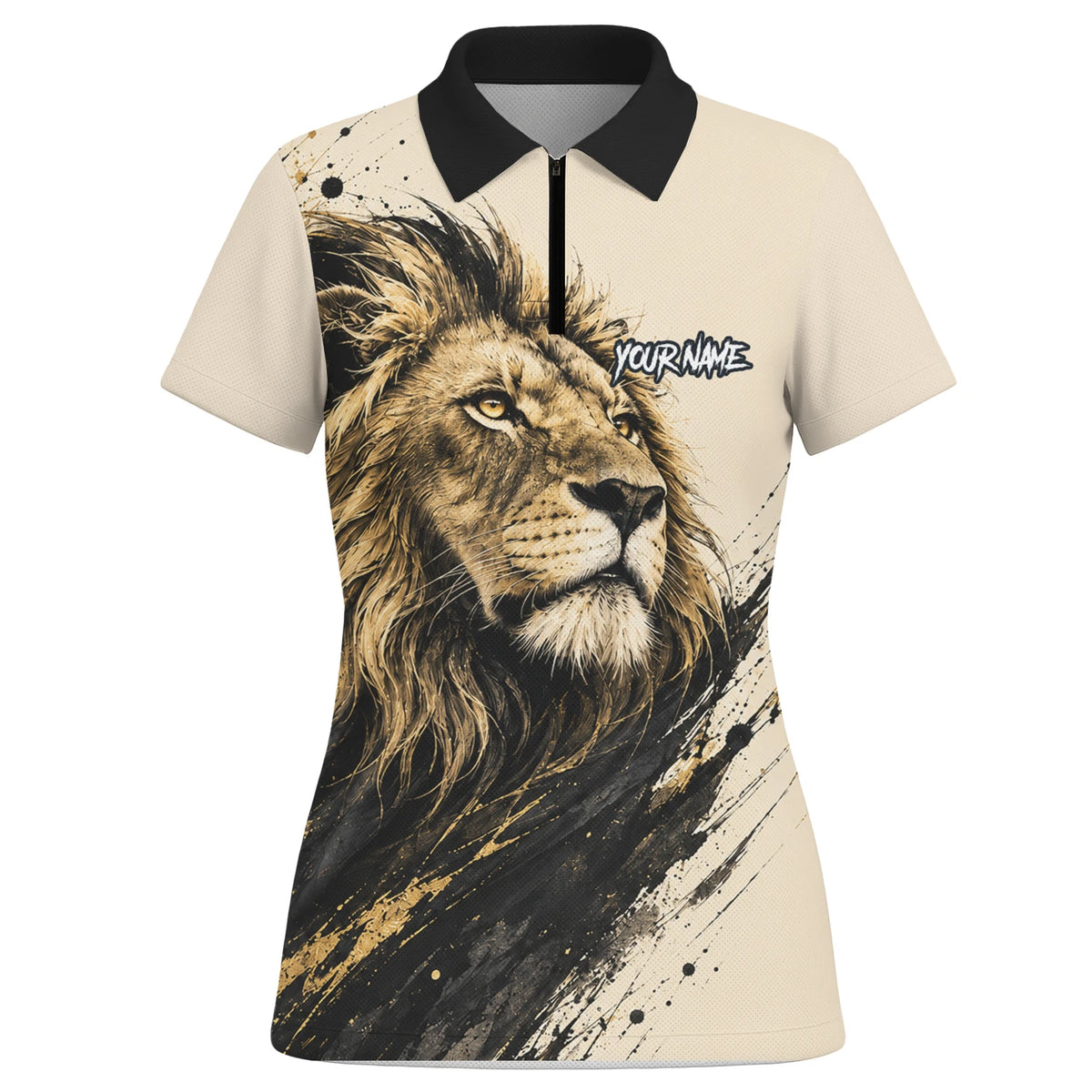 Personalised Cream Black Gold Lion Darts Shirt For Women Q209