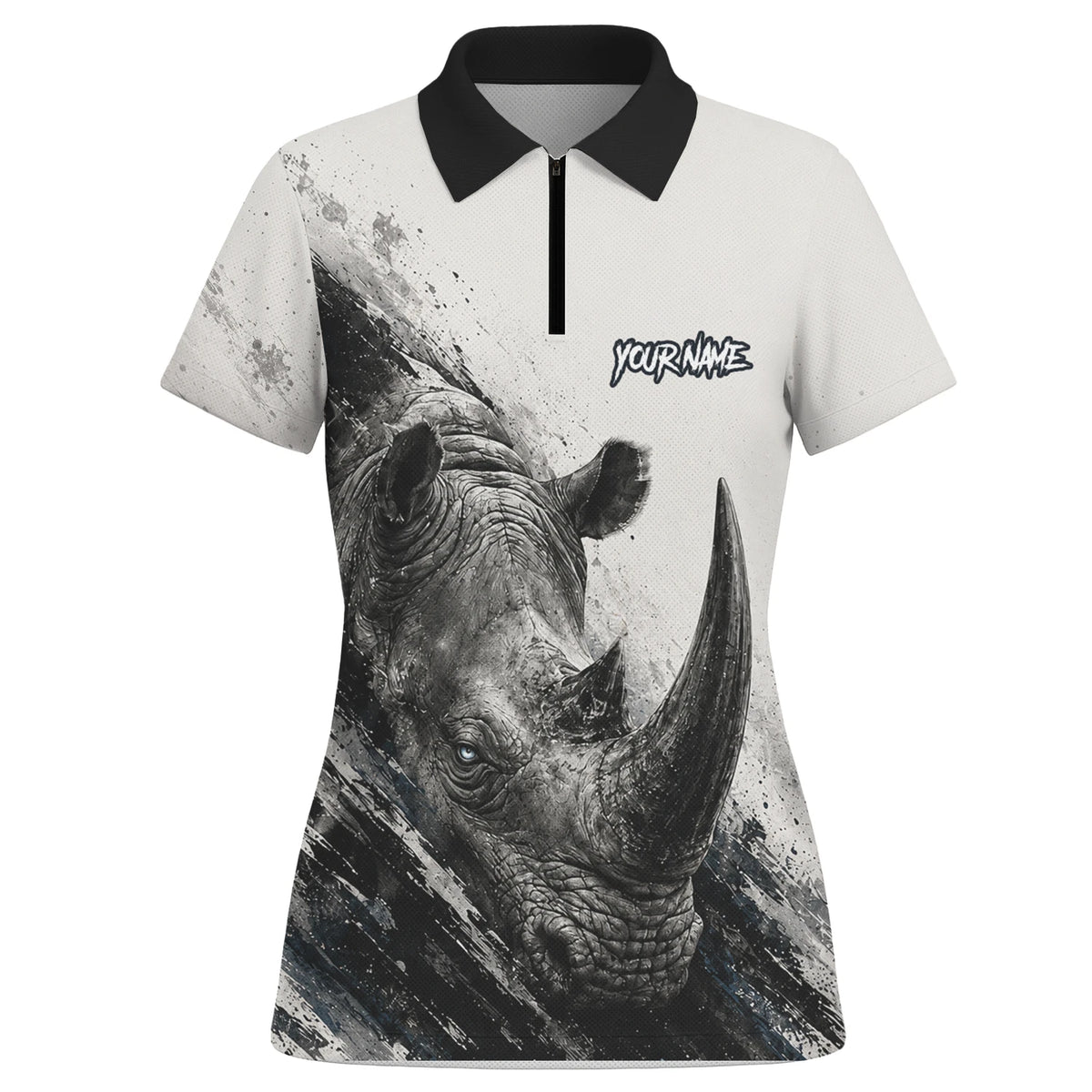 Personalised White Black Grey Rhino Darts Shirt For Women C312