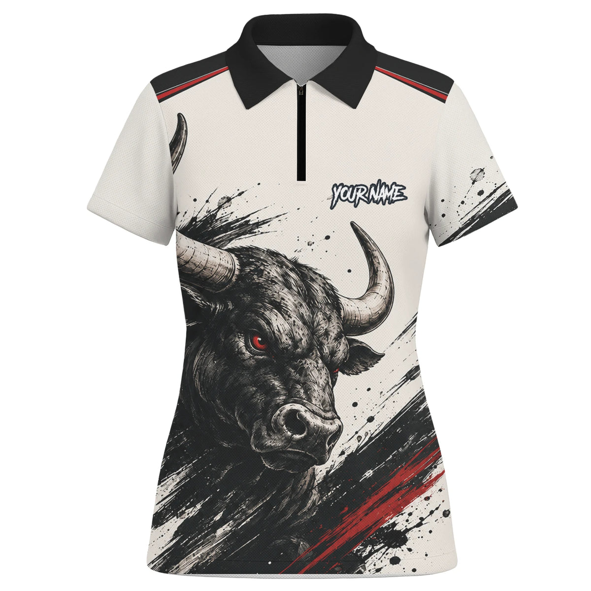 Personalised White Black Red Bull Darts Shirt For Women H473