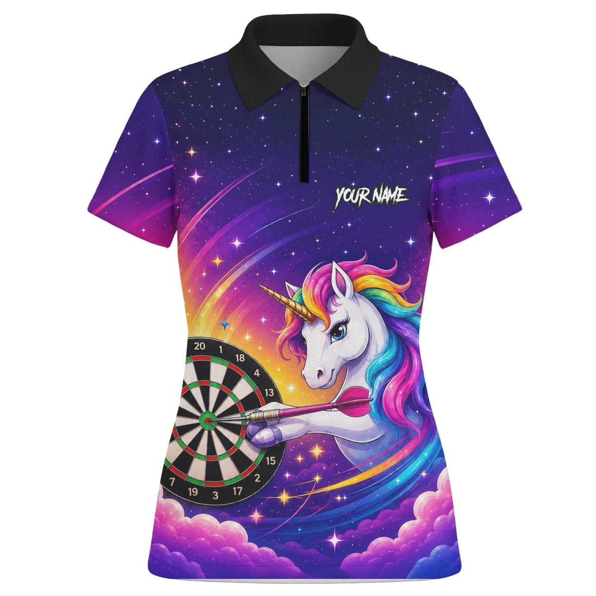 Personalised Purple Rainbow Unicorn Darts Shirt For Women P431