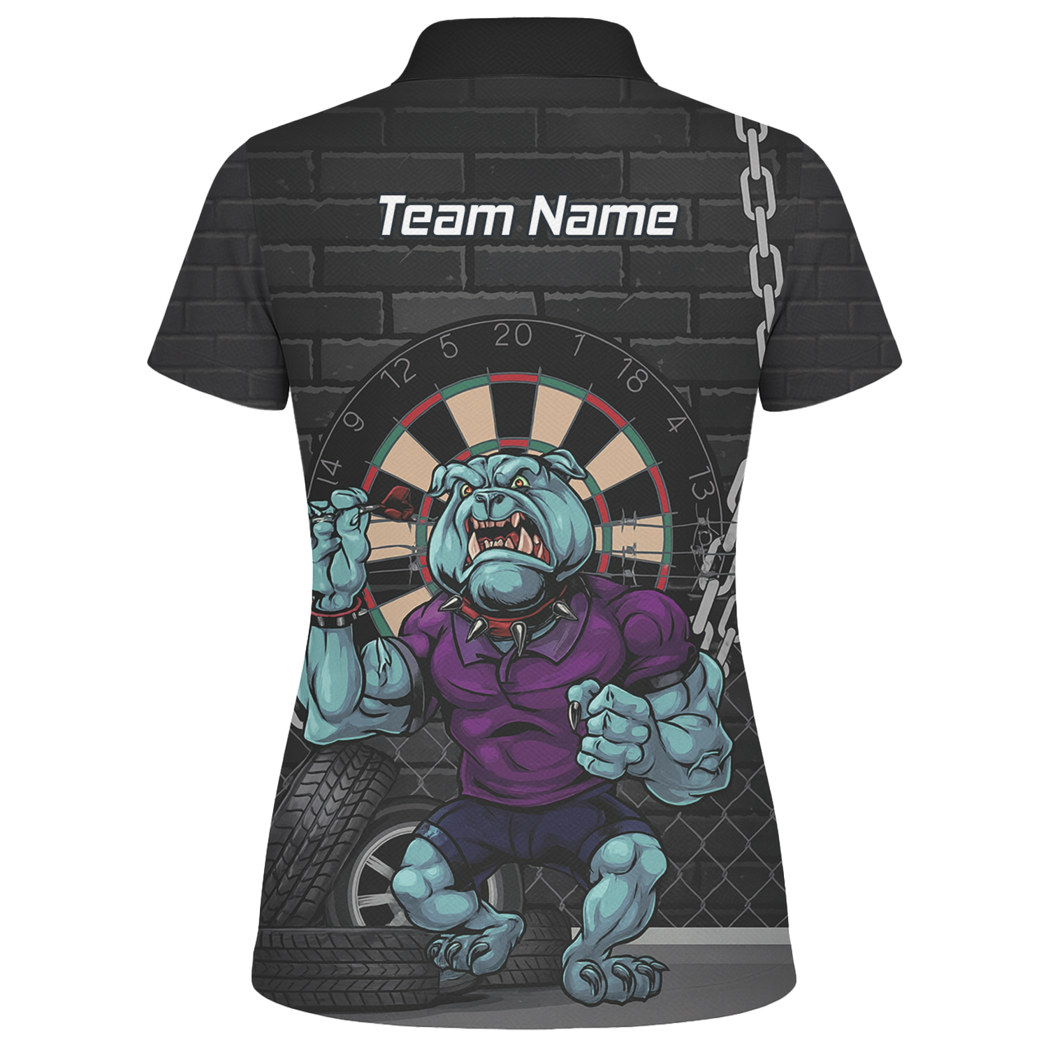 Personalised Fierce Bulldog Darts Polo Shirt Black Blue Purple For Men K4947 additional image 2