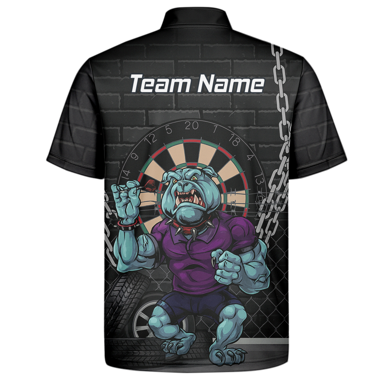 Personalised Fierce Bulldog Darts Polo Shirt Black Blue Purple For Men K4947 additional image 7