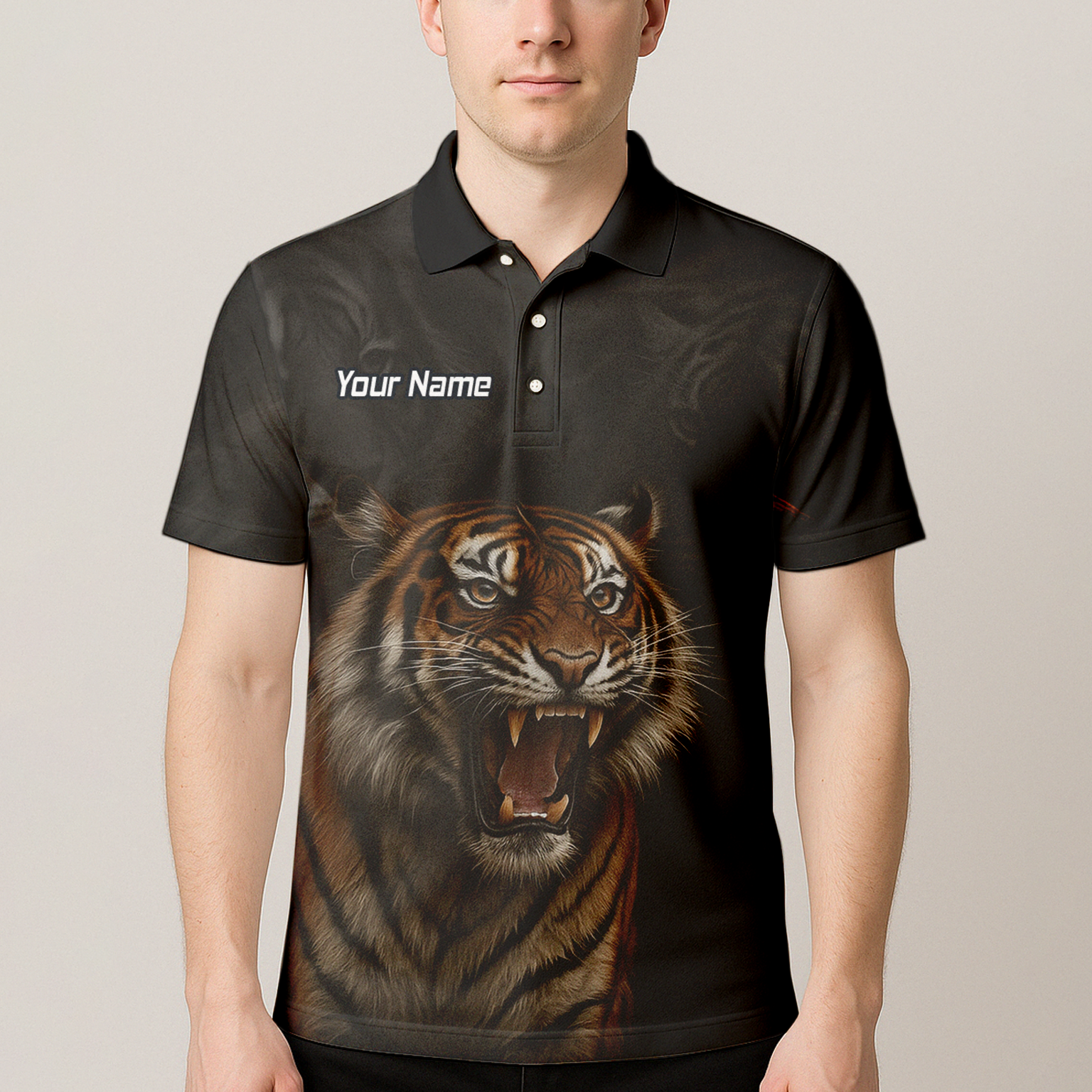 Personalised Roaring Tiger Dart Polo Shirt Black Custom Name Team Jersey For Men C7747 additional image 4