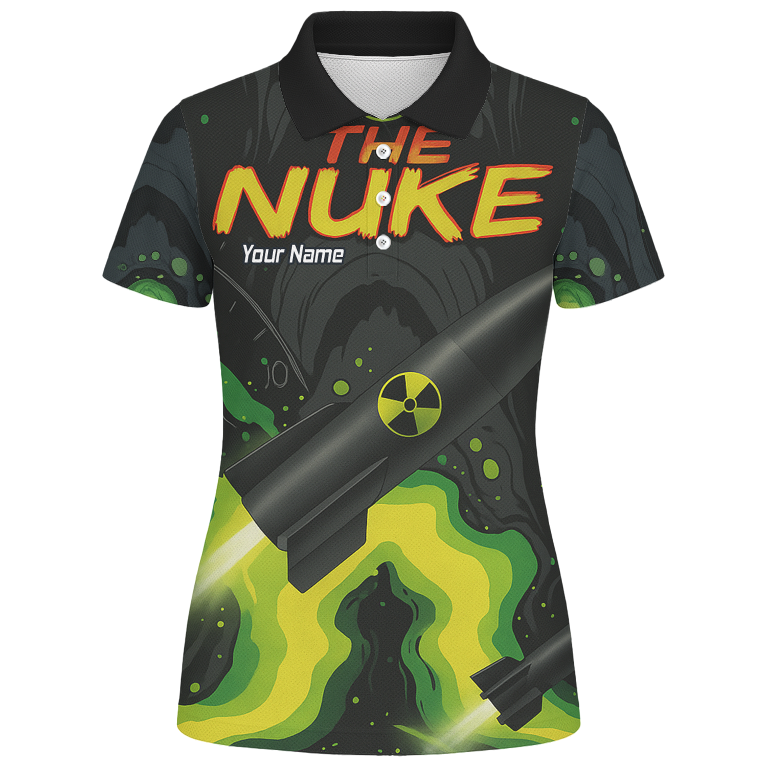 Personalised Nuke Radiation Dart Jersey Black Green Custom Polo Shirt For Men Z8899 additional image 1