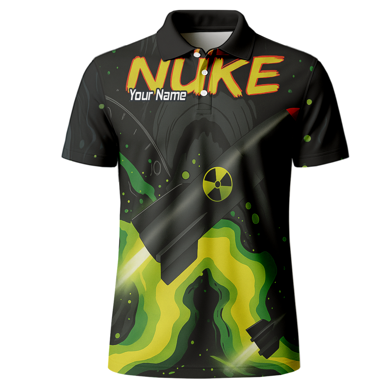 Personalised Nuke Radiation Dart Jersey Black Green Custom Polo Shirt For Men Z8899 additional image 2