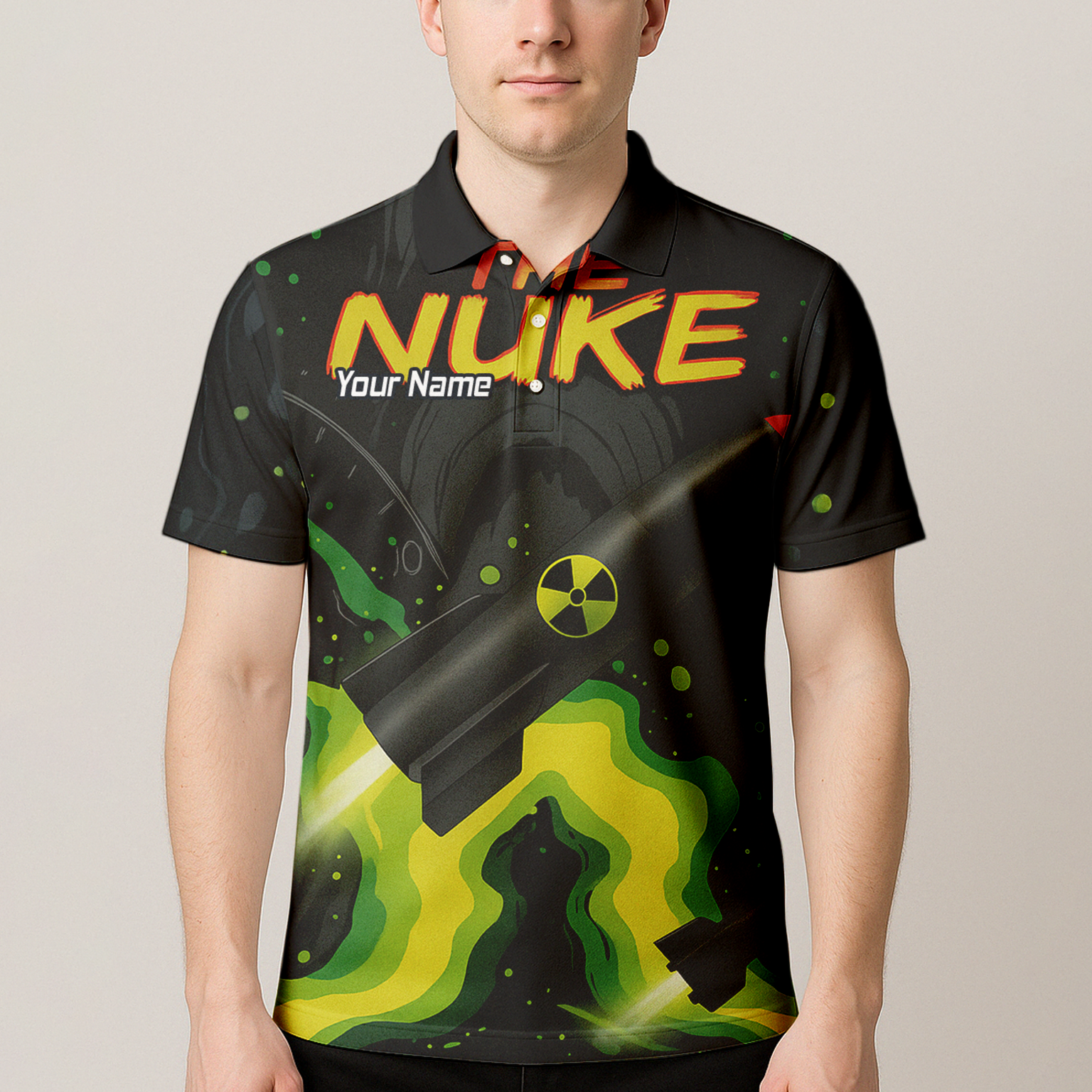 Personalised Nuke Radiation Dart Jersey Black Green Custom Polo Shirt For Men Z8899 additional image 4