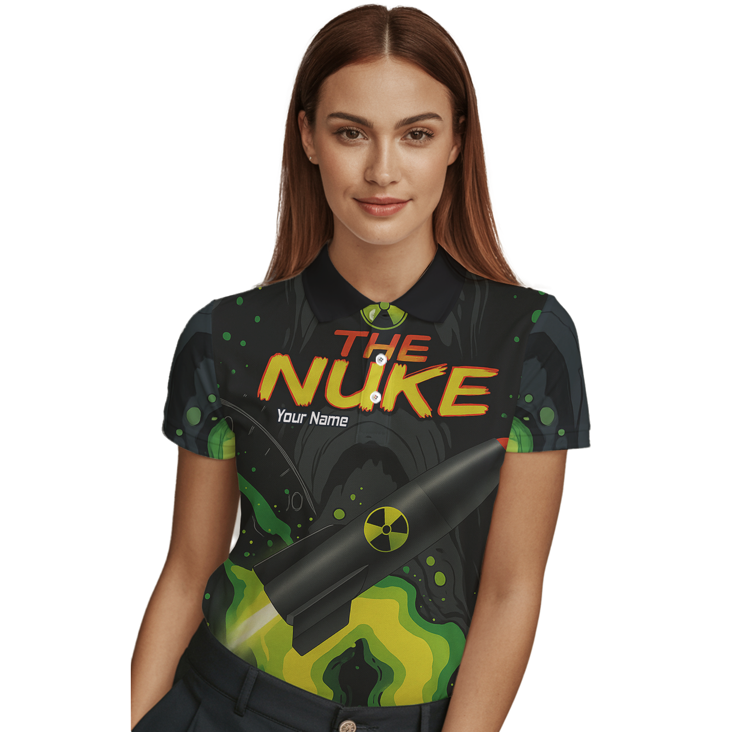 Personalised Nuke Radiation Dart Jersey Black Green Custom Polo Shirt For Men Z8899 additional image 3