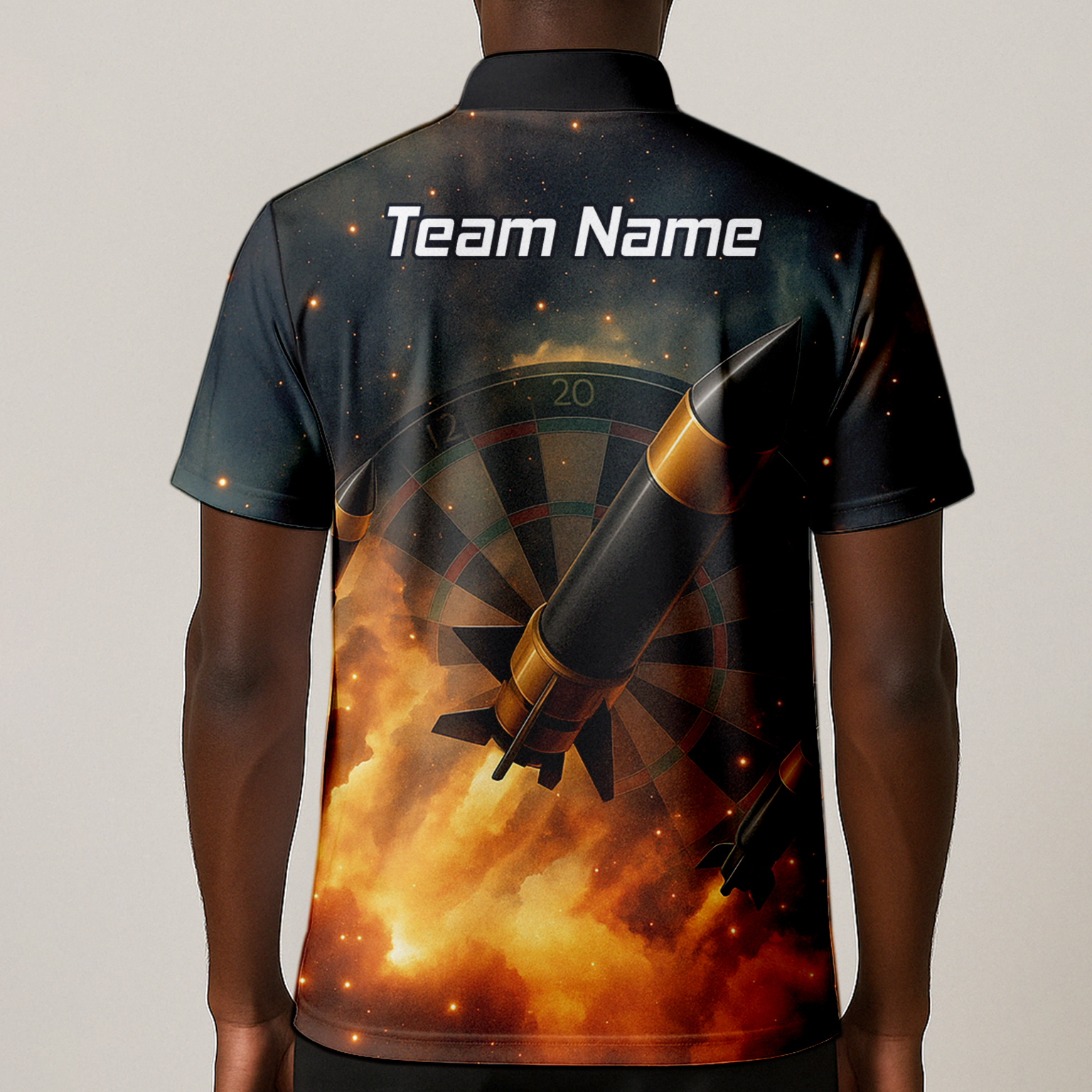 Personalised Space Rocket Fire Dart Jersey Polo Shirt For Men Q1206 additional image 1