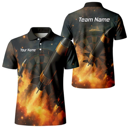 Personalised Space Rocket Fire Dart Jersey Polo Shirt For Men Q1206 main image - polo No
