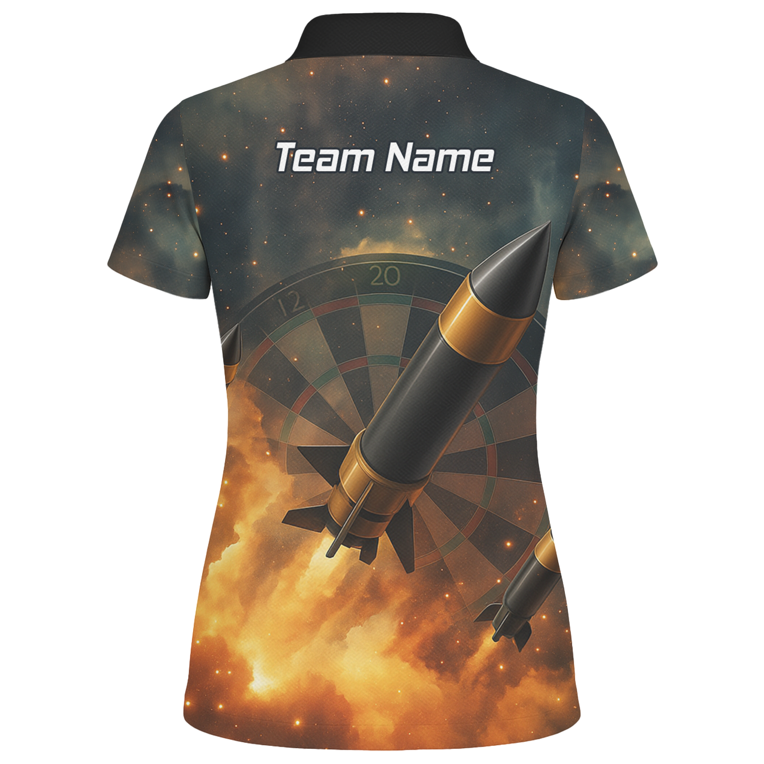 Personalised Space Rocket Fire Dart Jersey Polo Shirt For Men Q1206 additional image 2