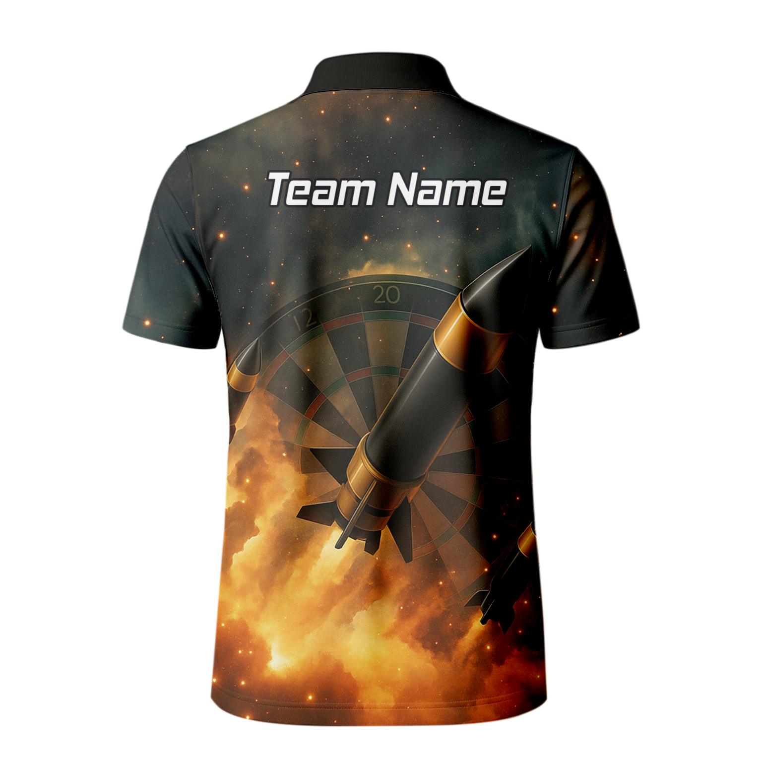 Personalised Space Rocket Fire Dart Jersey Polo Shirt For Men Q1206 additional image 3