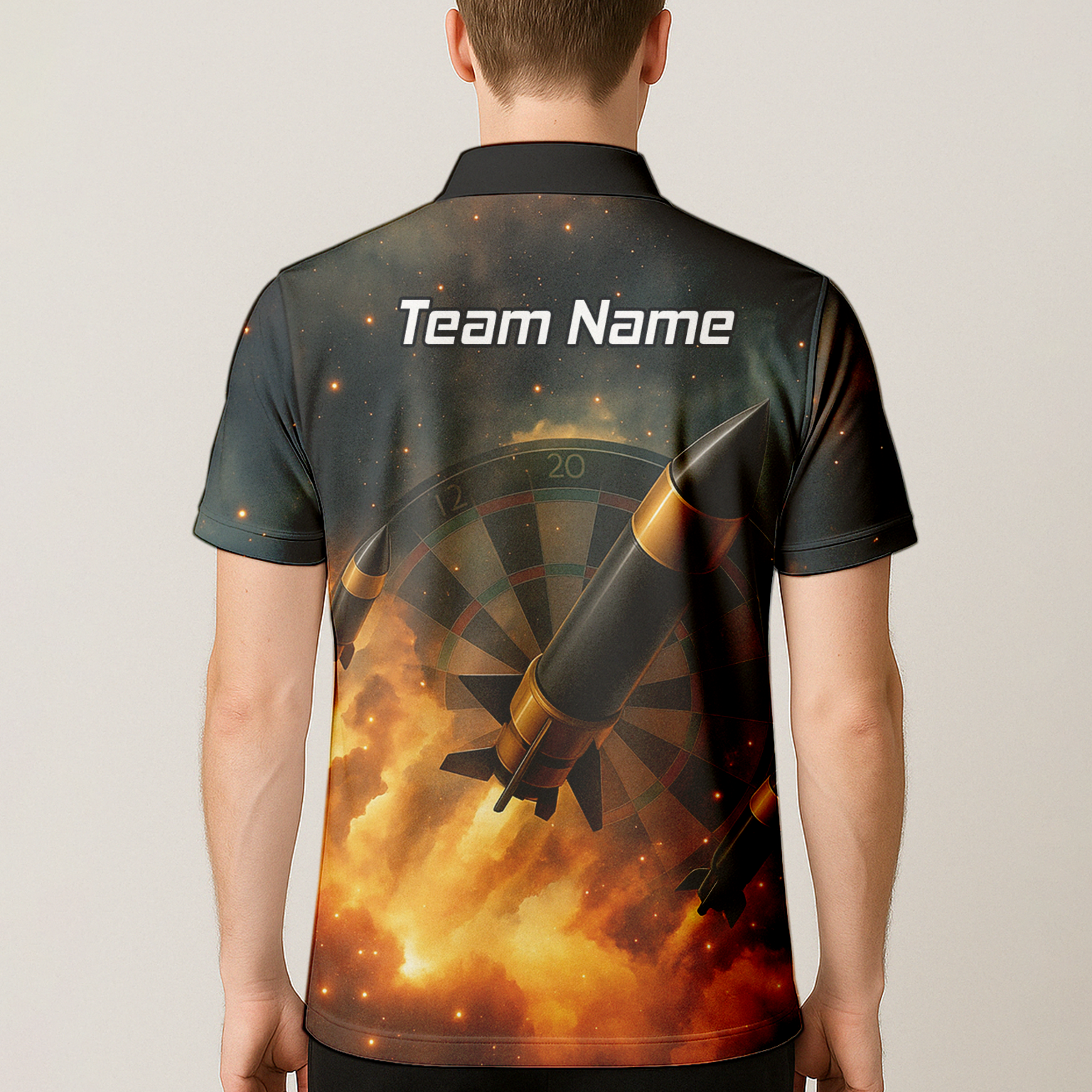 Personalised Space Rocket Fire Dart Jersey Polo Shirt For Men Q1206 additional image 5