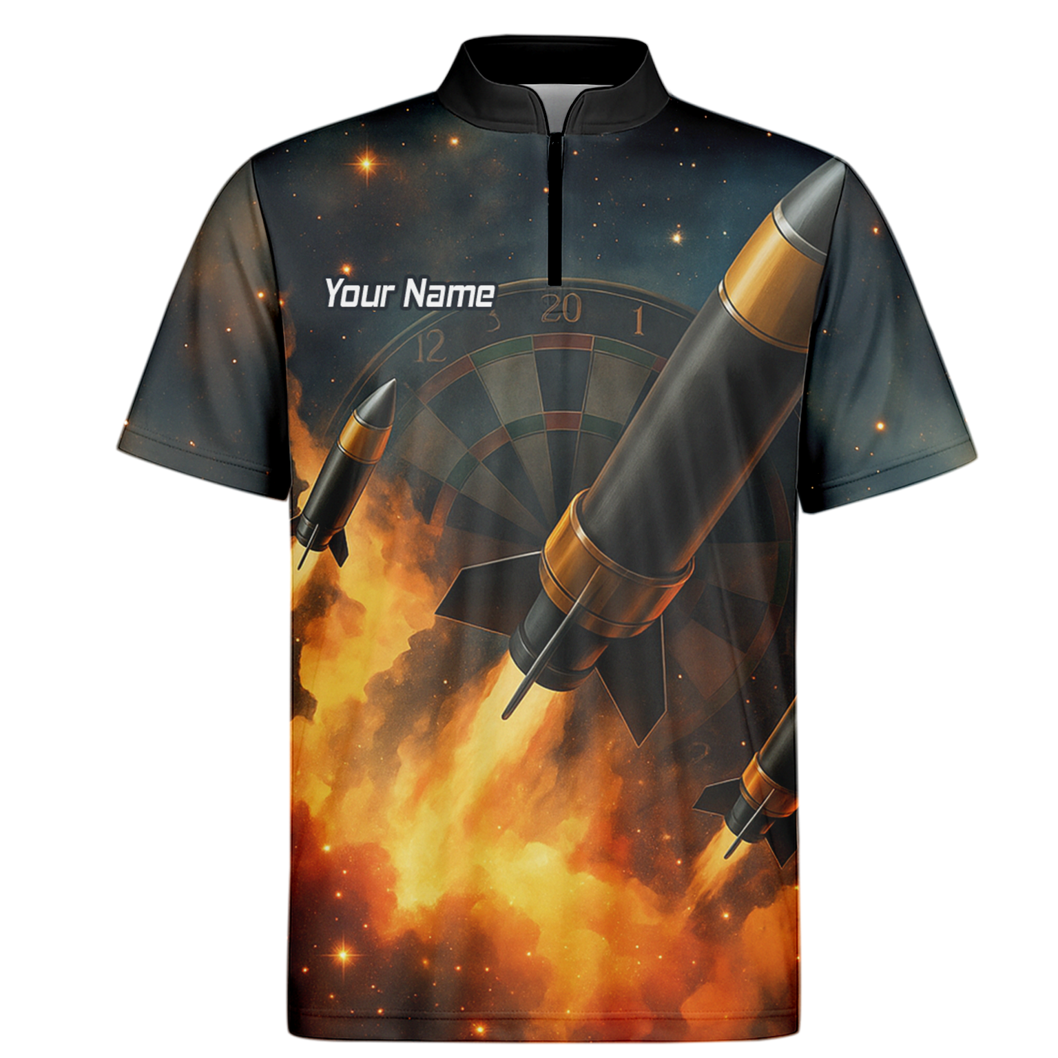 Personalised Space Rocket Fire Dart Jersey Polo Shirt For Men Q1206 additional image 6
