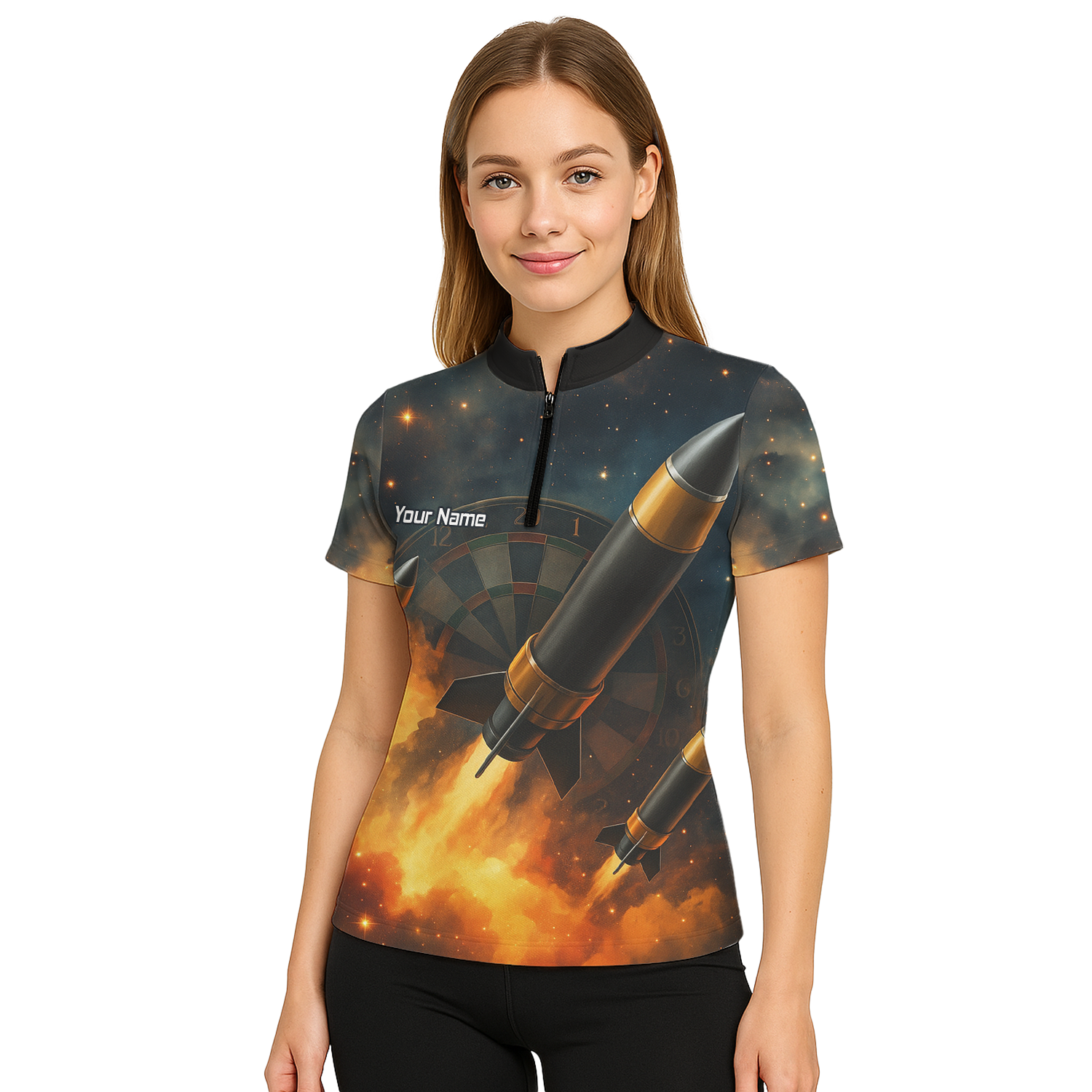 Personalised Space Rocket Fire Dart Jersey Polo Shirt For Men Q1206 additional image 5