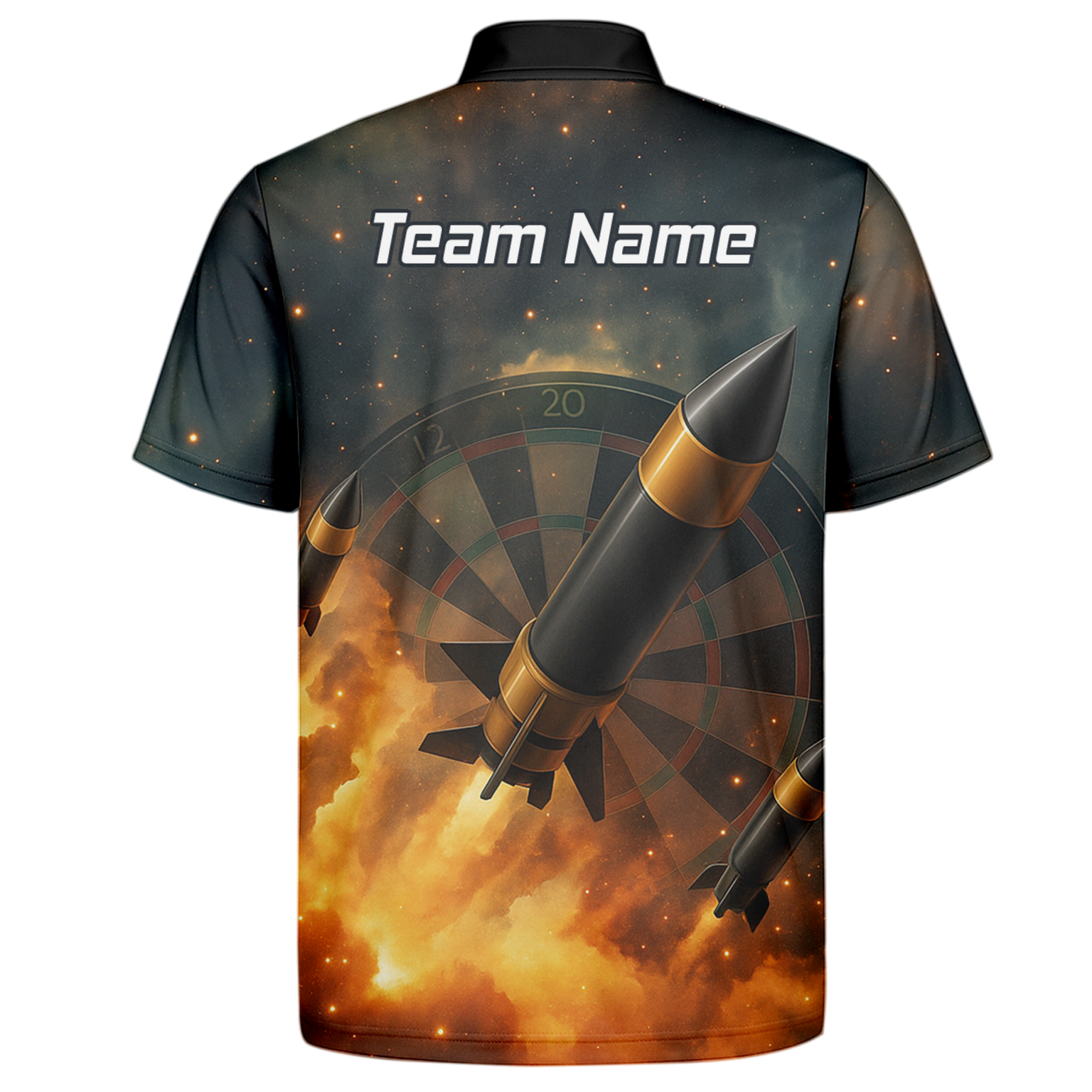 Personalised Space Rocket Fire Dart Jersey Polo Shirt For Men Q1206 additional image 7