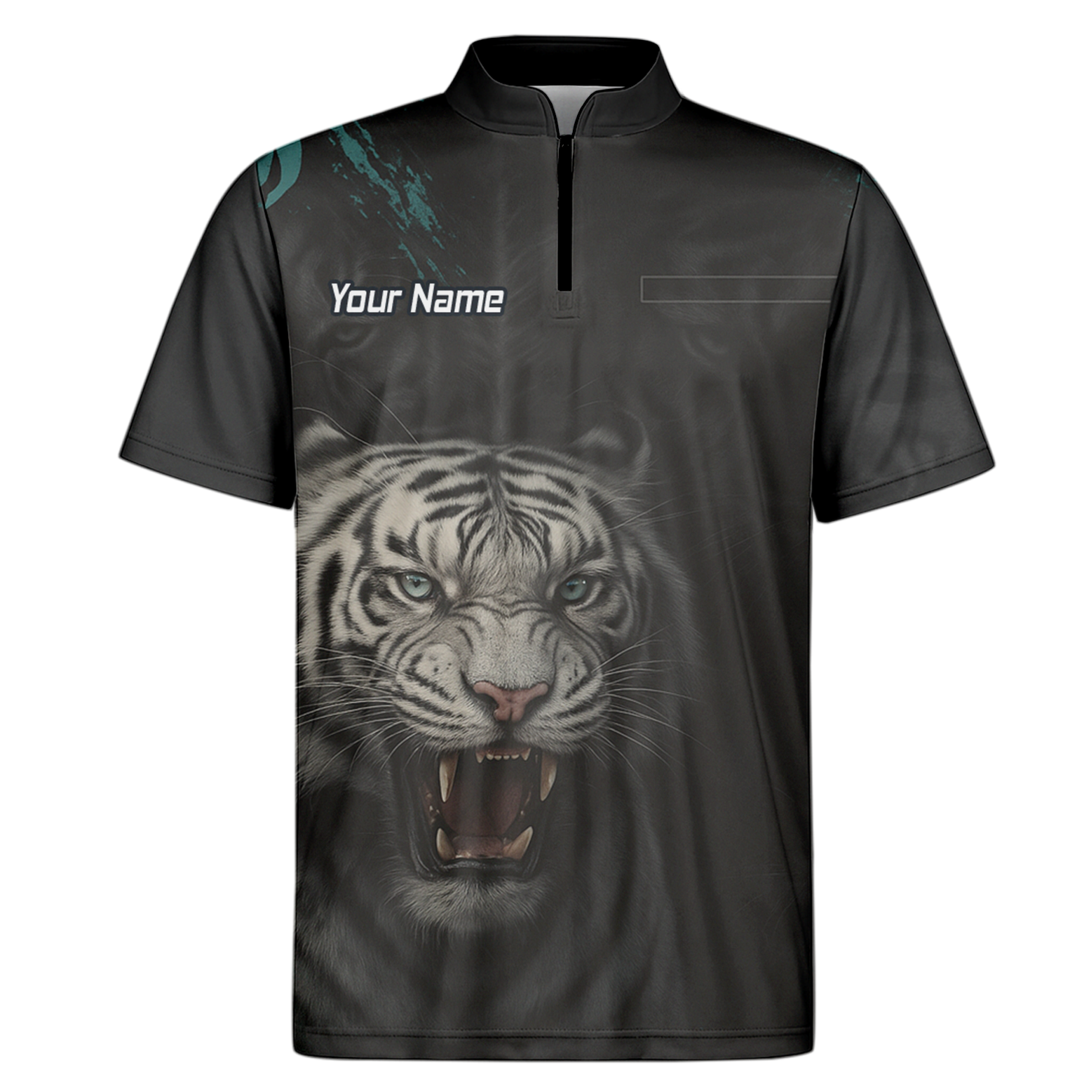 Personalised Roaring White Tiger Darts Polo Shirt Black For Men Q8496 additional image 6
