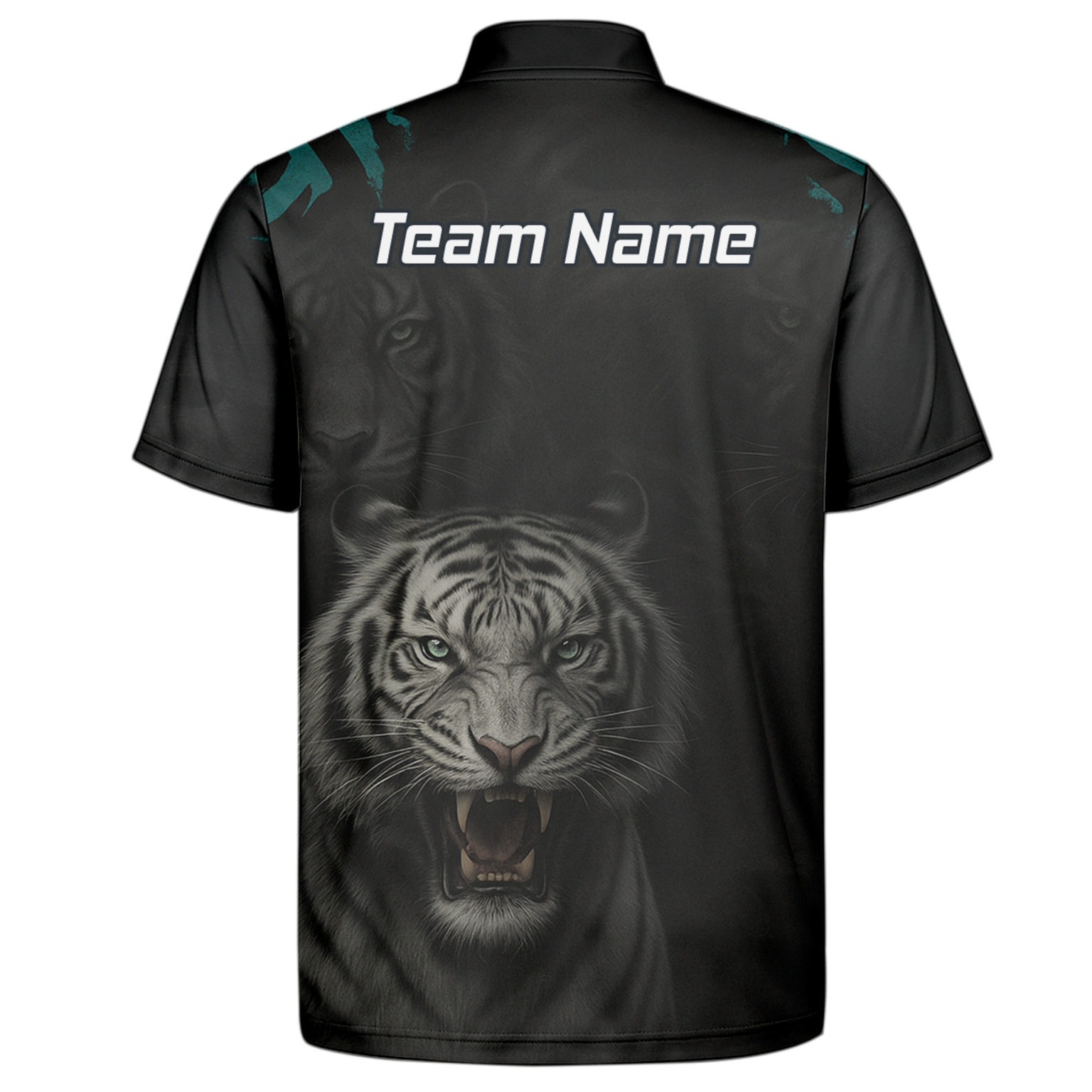 Personalised Roaring White Tiger Darts Polo Shirt Black For Men Q8496 additional image 7