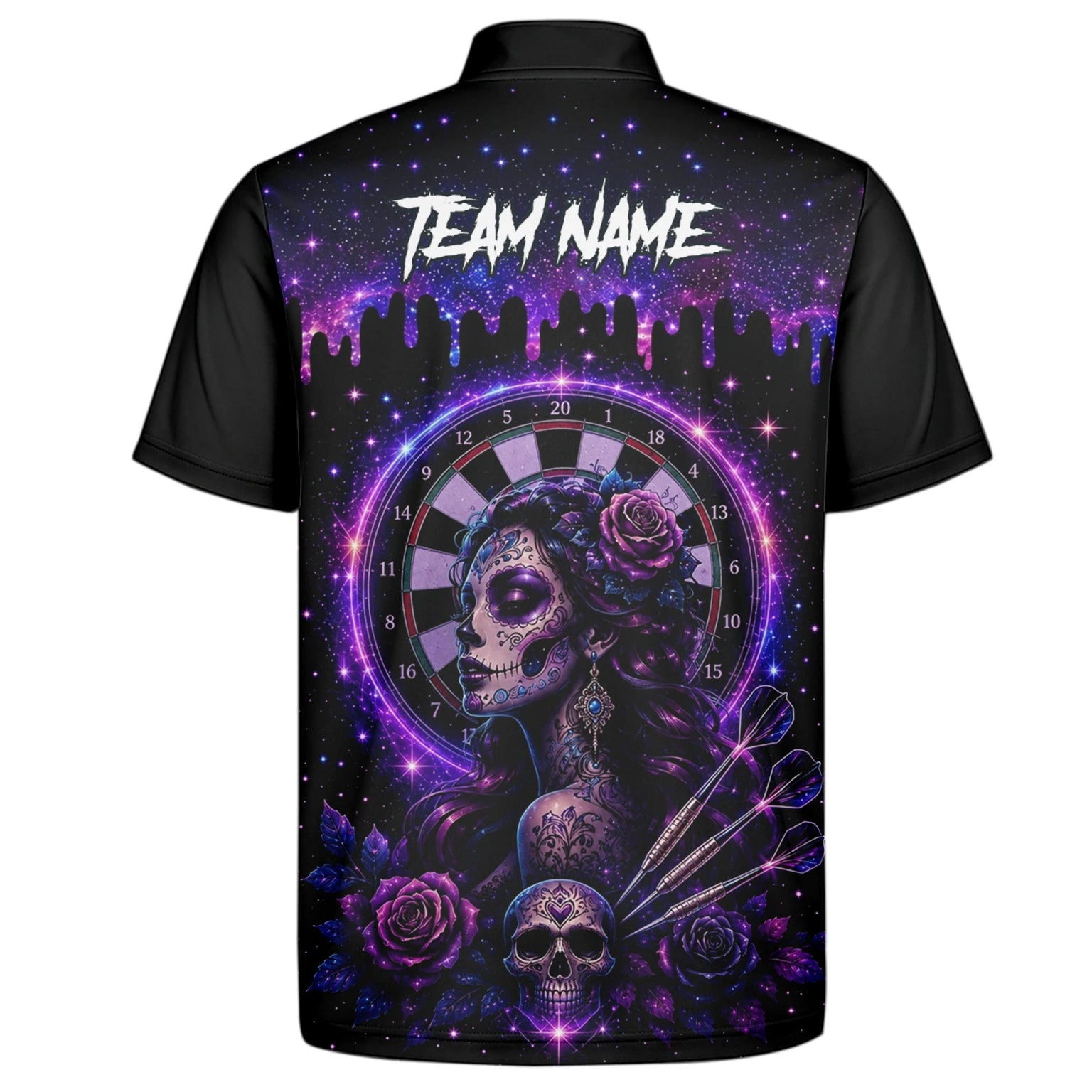Personalised Purple Galaxy Sugar Skull Darts Shirt For Men Z967