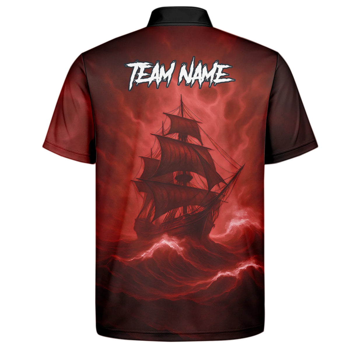 Personalised Red & Black Pirate Skull Crossed Swords Darts Shirt For Men TR8209